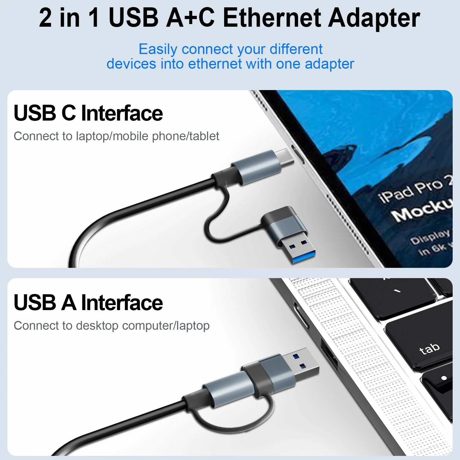 Adaptateur USB Ethernet 1000Mbps Hub Type-C 3.0 vers RJ45 Gigabit avec 3 Ports USB 3.0 et 1 Type-C