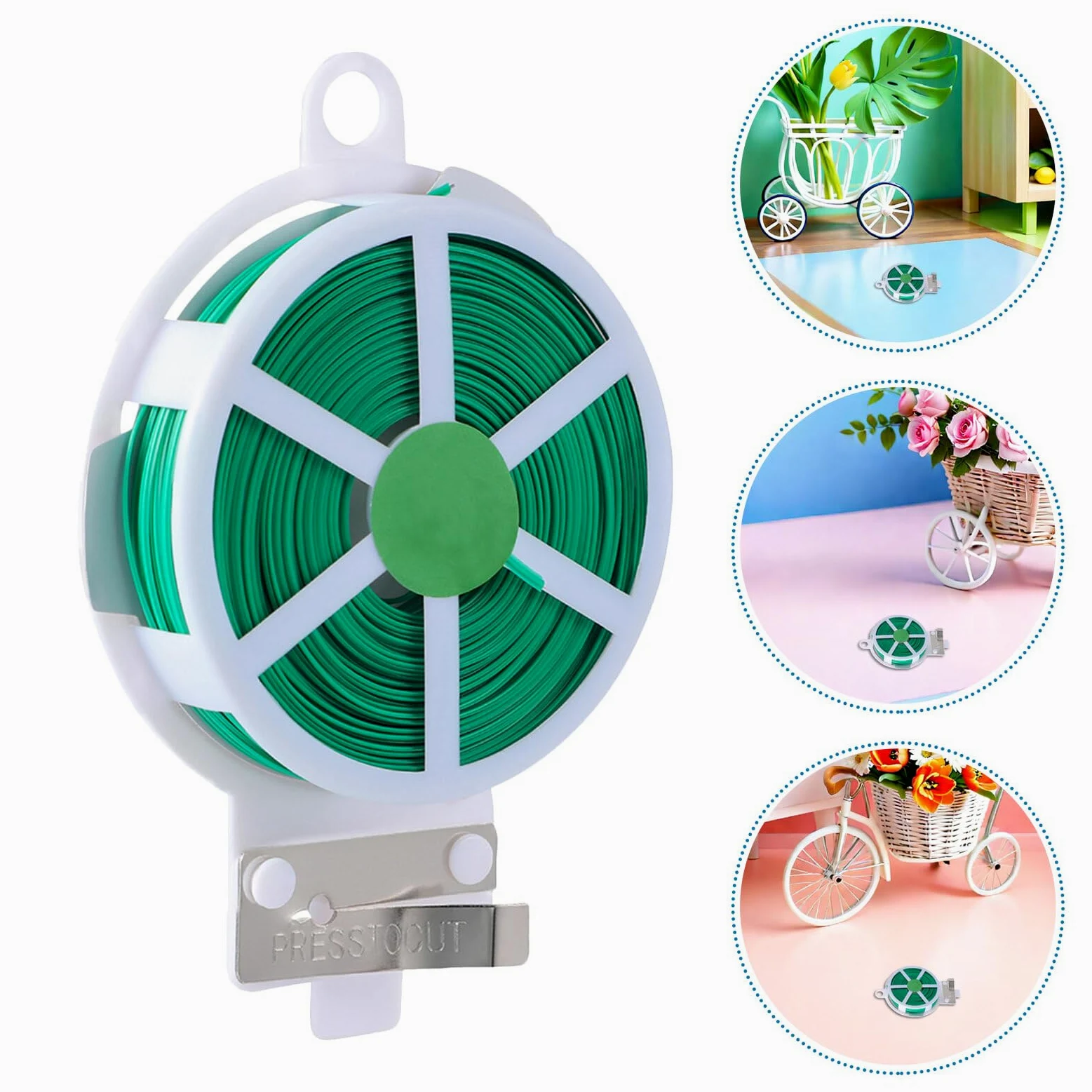 VANZACK Liens Torsadés de Jardin 12 Rouleaux, Fil Fer PE Vert pour Plantes | Flexible et Multifonctionnel, pour Intérieur et Espaces de Jardin, Usage sur Feuillage