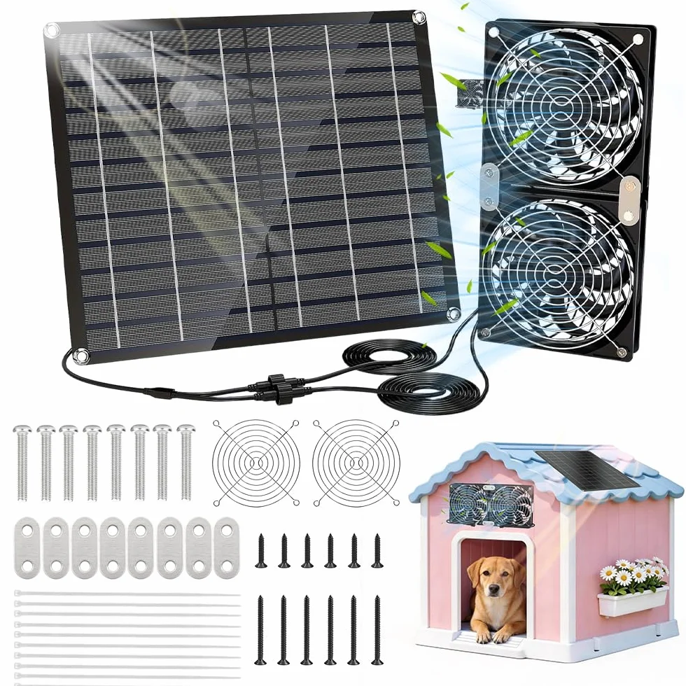 Kit de Ventilateur Solaire 15W IP65 Exterieur avec Panneau Solaire 3000RPM