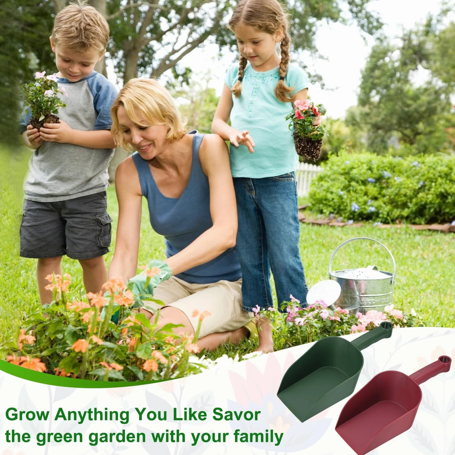 M METERXITY 2-Pack Pelle De Jardin Pelle À Main, 31cm/12.2 Pouces Outils De Jardinage en Plastique pour Creuser, Transplanter, Ameublir Le Sol Et Planter [Vert Foncé/Rouge Vin]