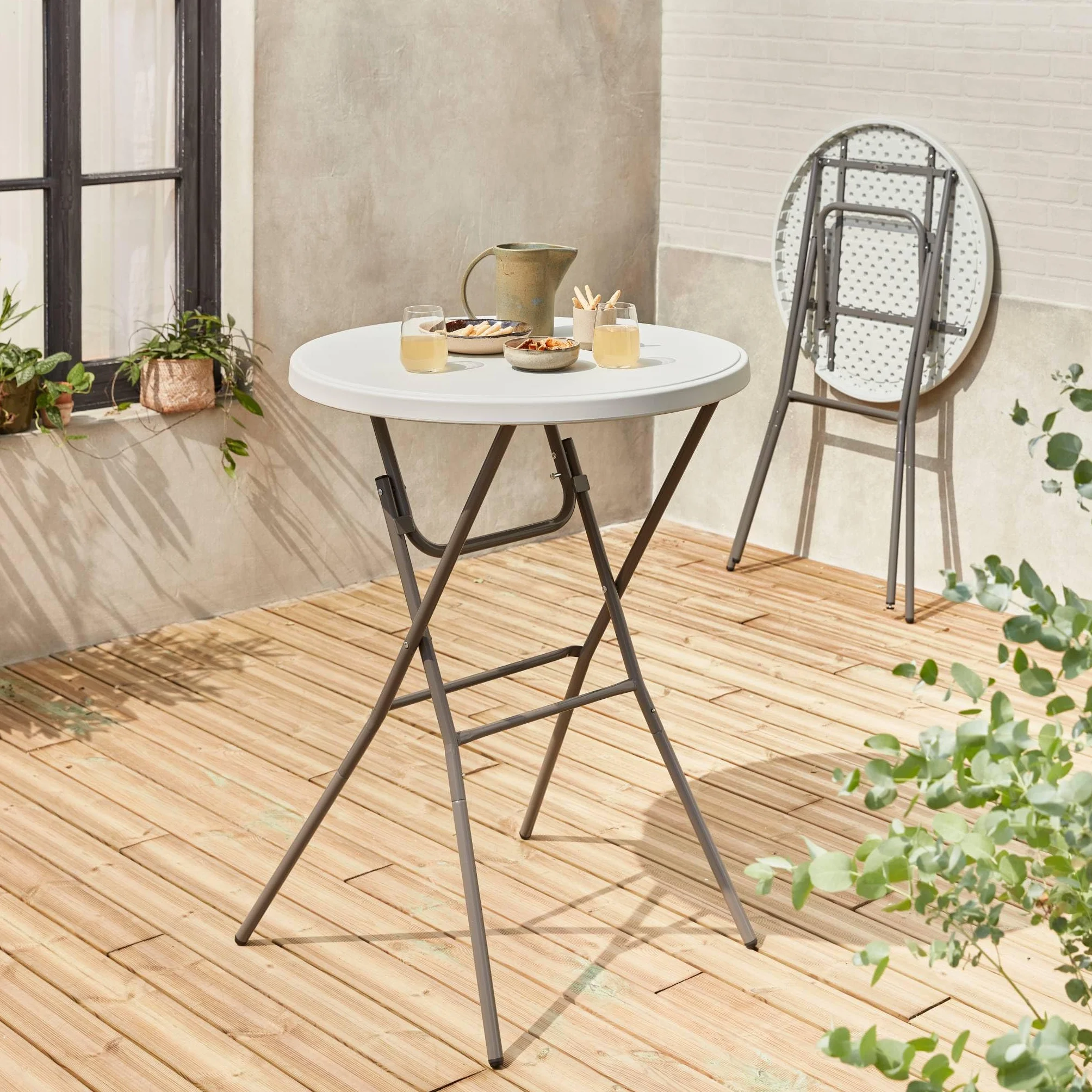 Alice's Garden Lot de 2 Tables Hautes de Réception Gala Pliables Ø80cm x 110cm