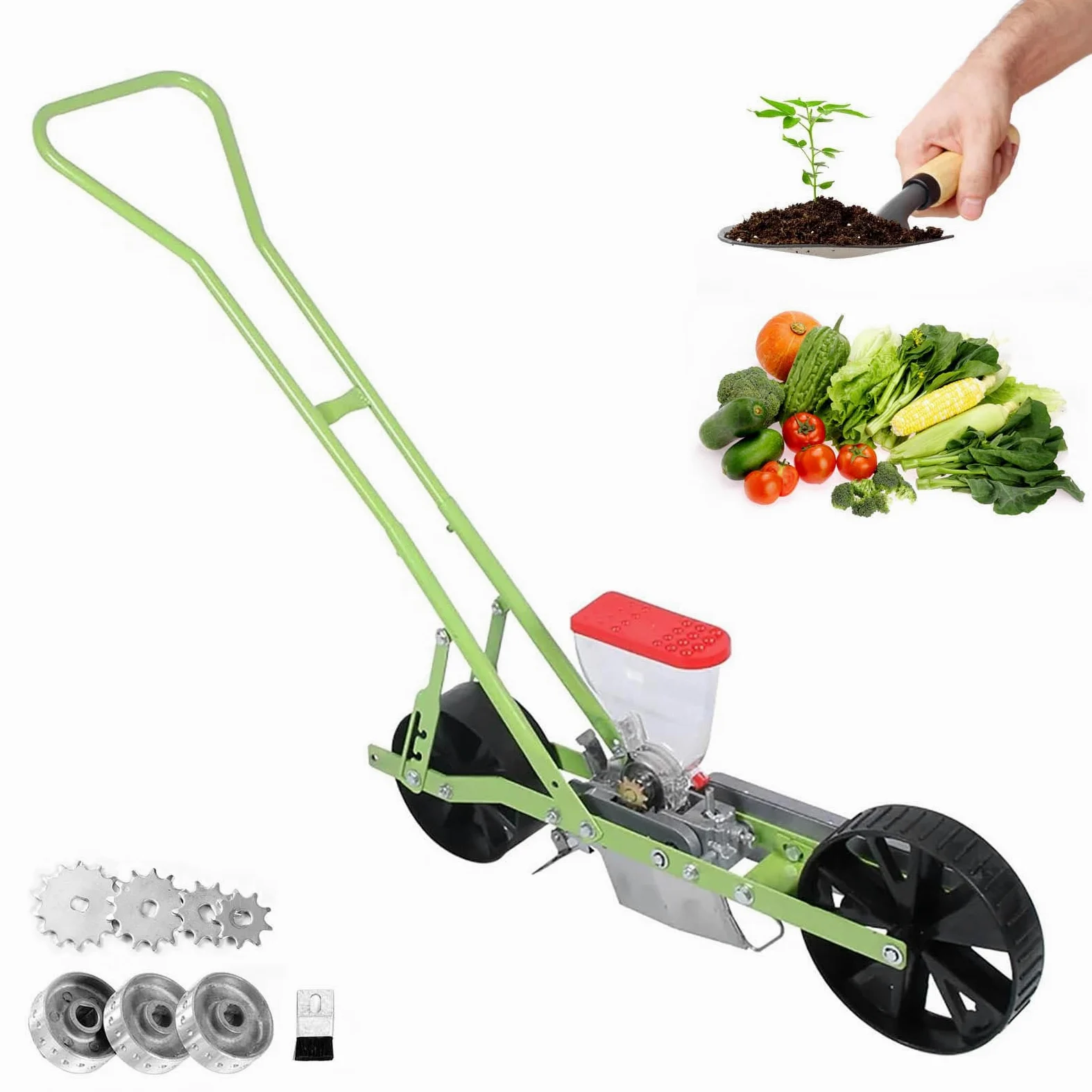Épandeurs De Jardin À Poussée Manuelle, Planteuse De Cultures En Rangées - Profondeur De Semis 0-5cm /Espacement De Plantation 3-50cm /Espacement Des Rangs 6-12cm, Pour Graines De 2-10mm 1Row