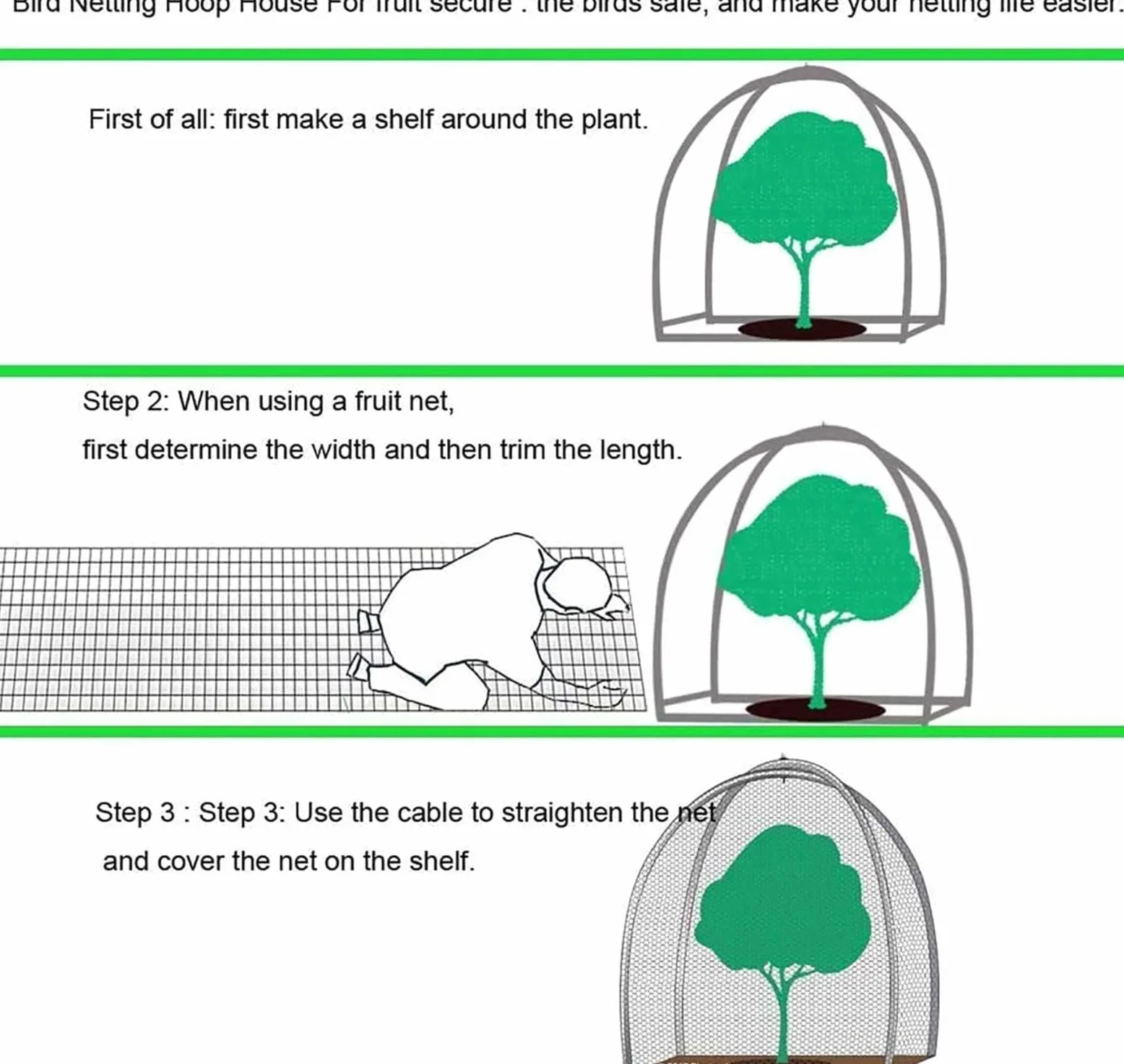 Filet Protection Oiseaux Potager Filet de Protection pour Jardin Légumes Mesh Net pour Oiseaux Contrôle,10x10m