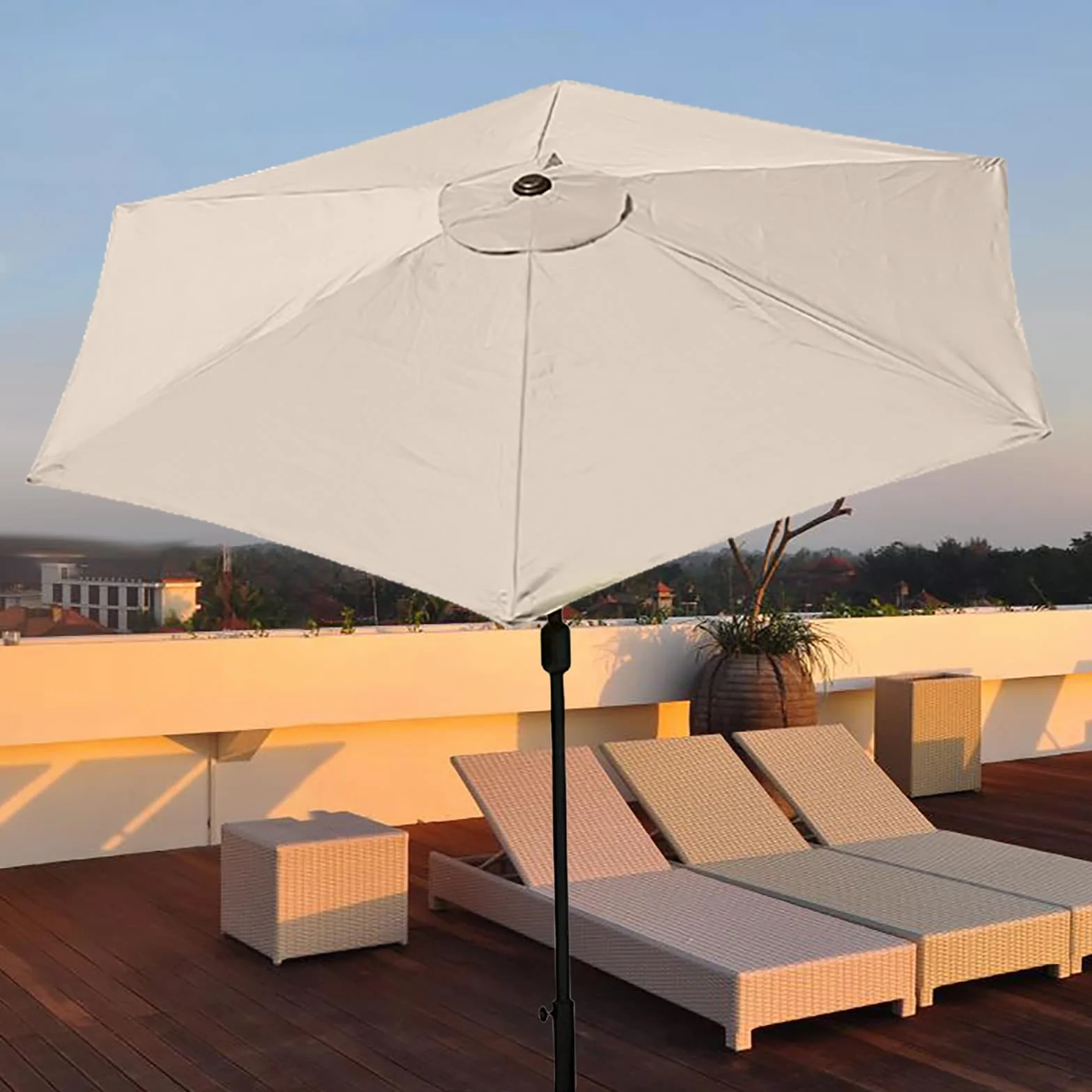 Housse de Rechange pour Parasol de Table 3 m 6 Baleines Imperméable Anti-Ultraviolet Noir