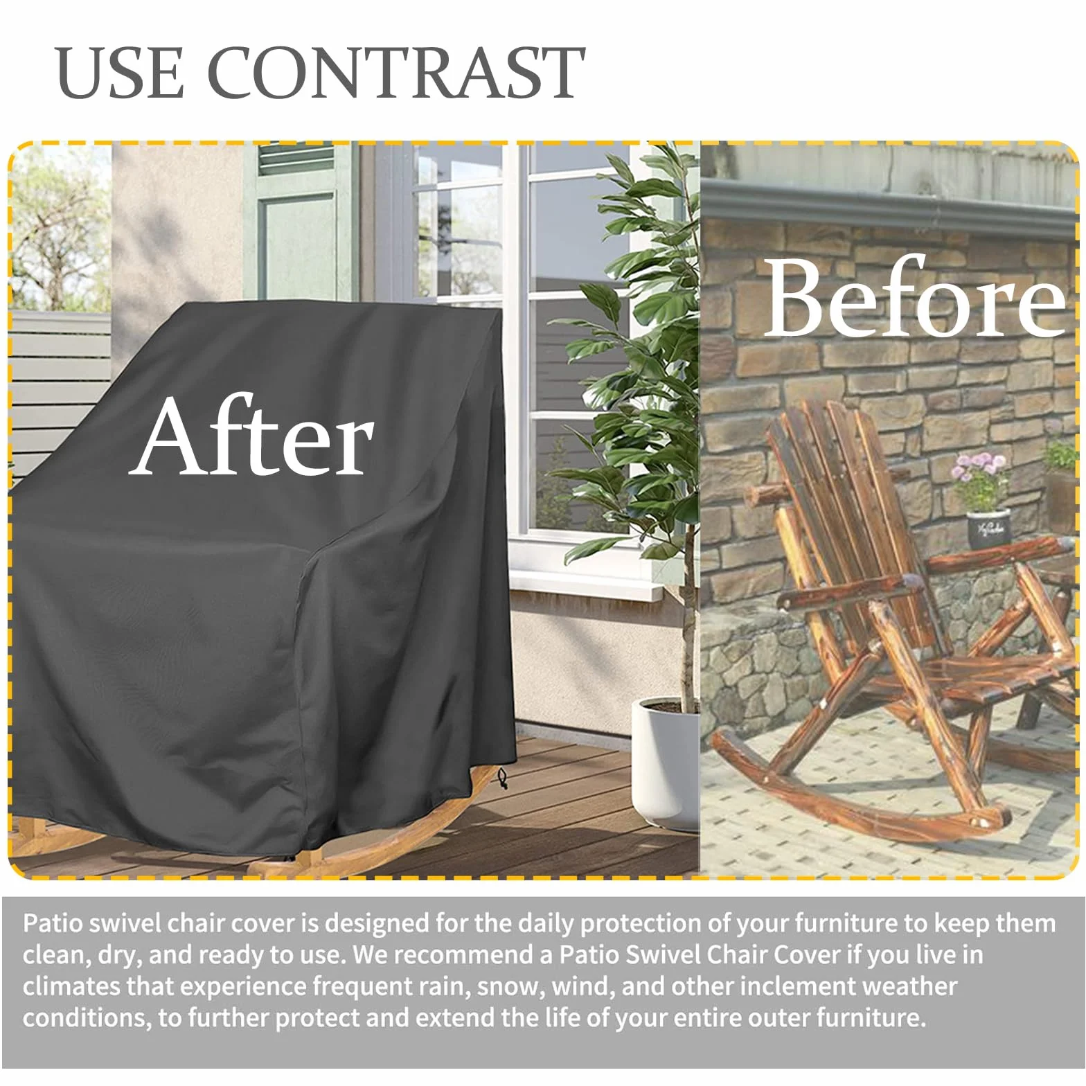 Houssede Protection Fauteuil à Bascule Imperméable 420D Oxford Jardin Chaise Berçante Extérieur Noir 70x97x99cm