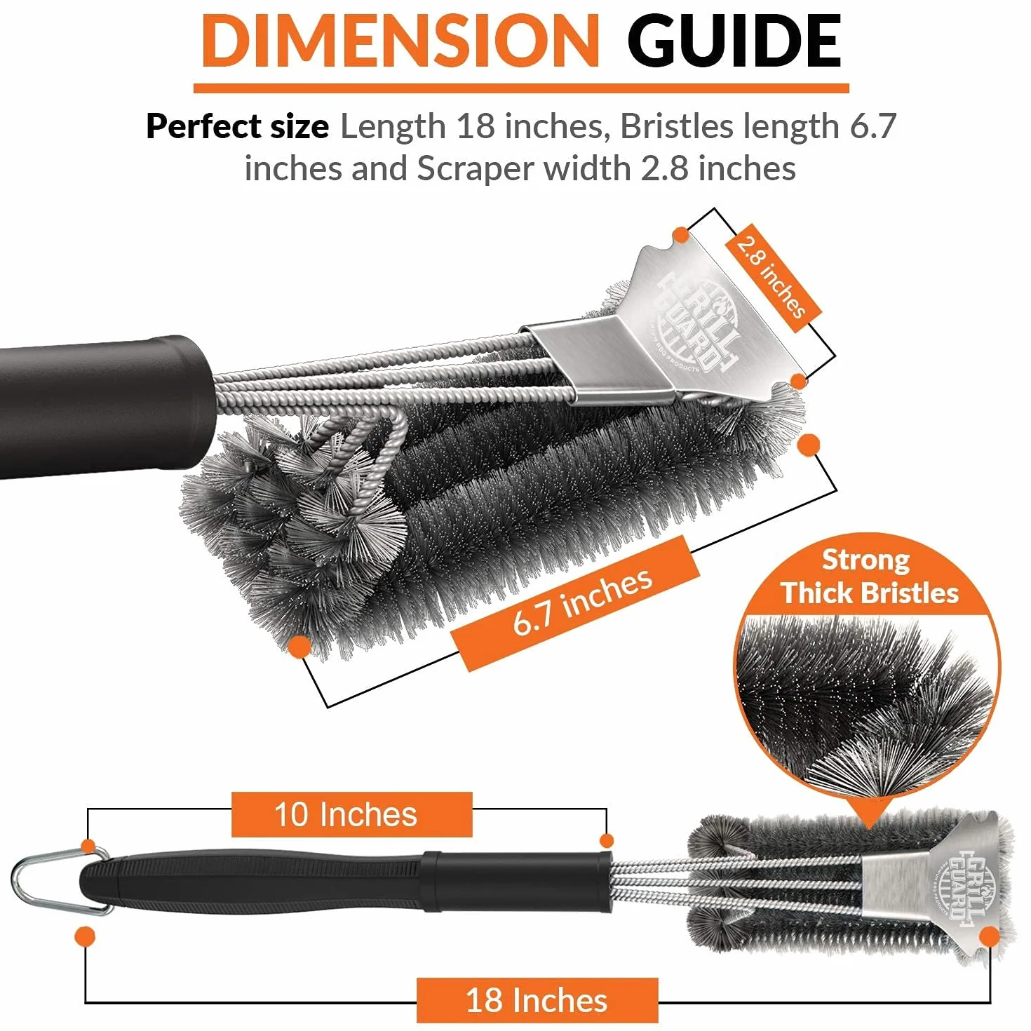Brosse de Nettoyage pour Grille de Barbecue en Acier Inoxydable – Grattoir sans Poils pour Weber Gaz et Charbon de Bois