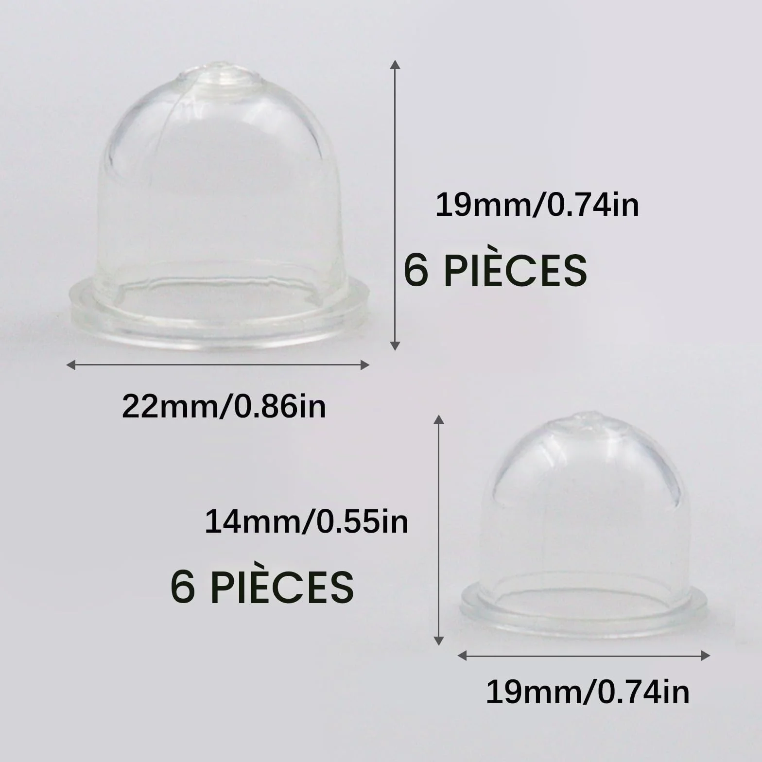 Pompe à essence débroussailleuse 19 mm 22 mm Primer Bulb Pump Blanc Transparent Carburateur Caterll 12 pièces