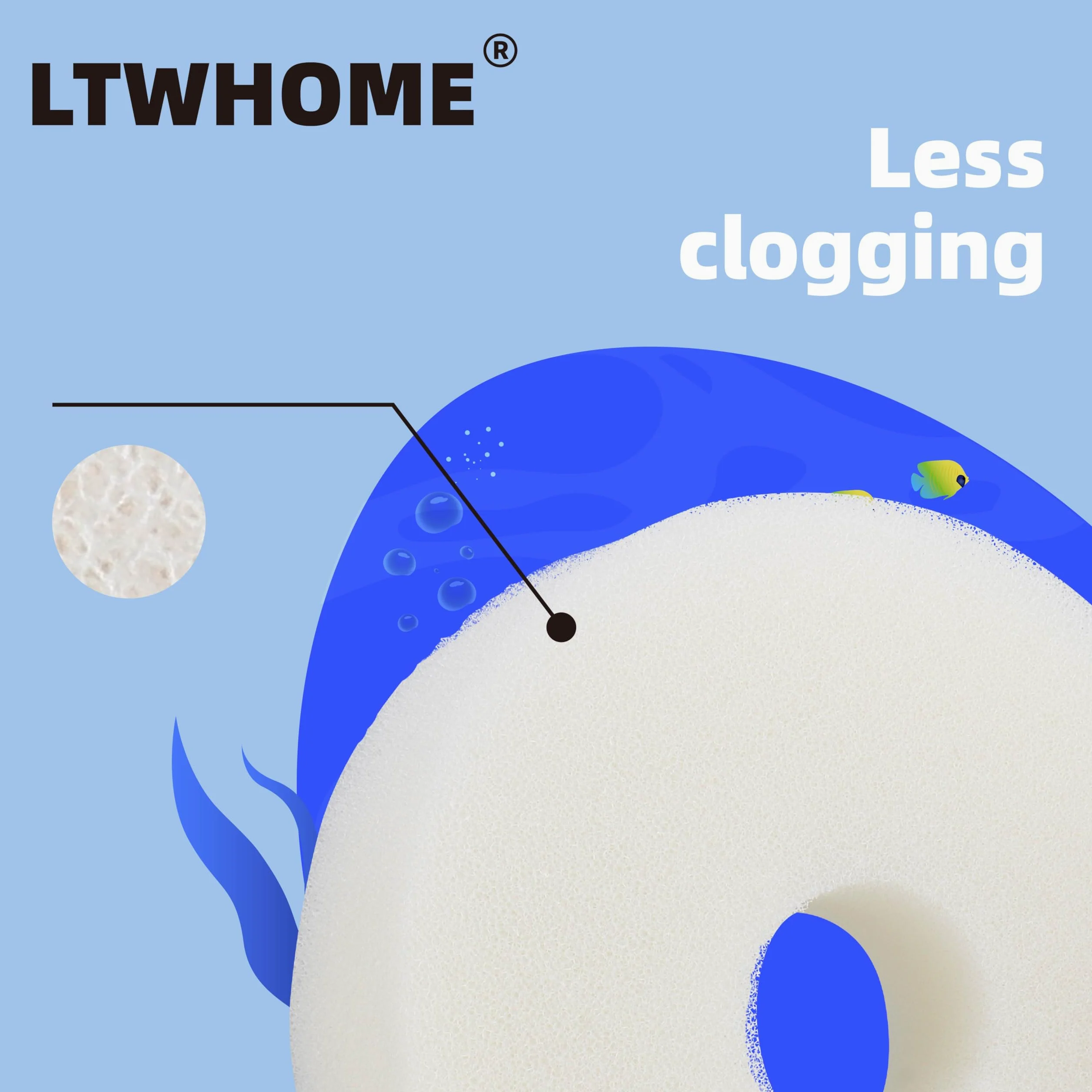 LTWHOME Compatible en Mousseux Eponge Filtration Médias Convient pour Laguna Pression Flo 12000 (Paquet de 5)