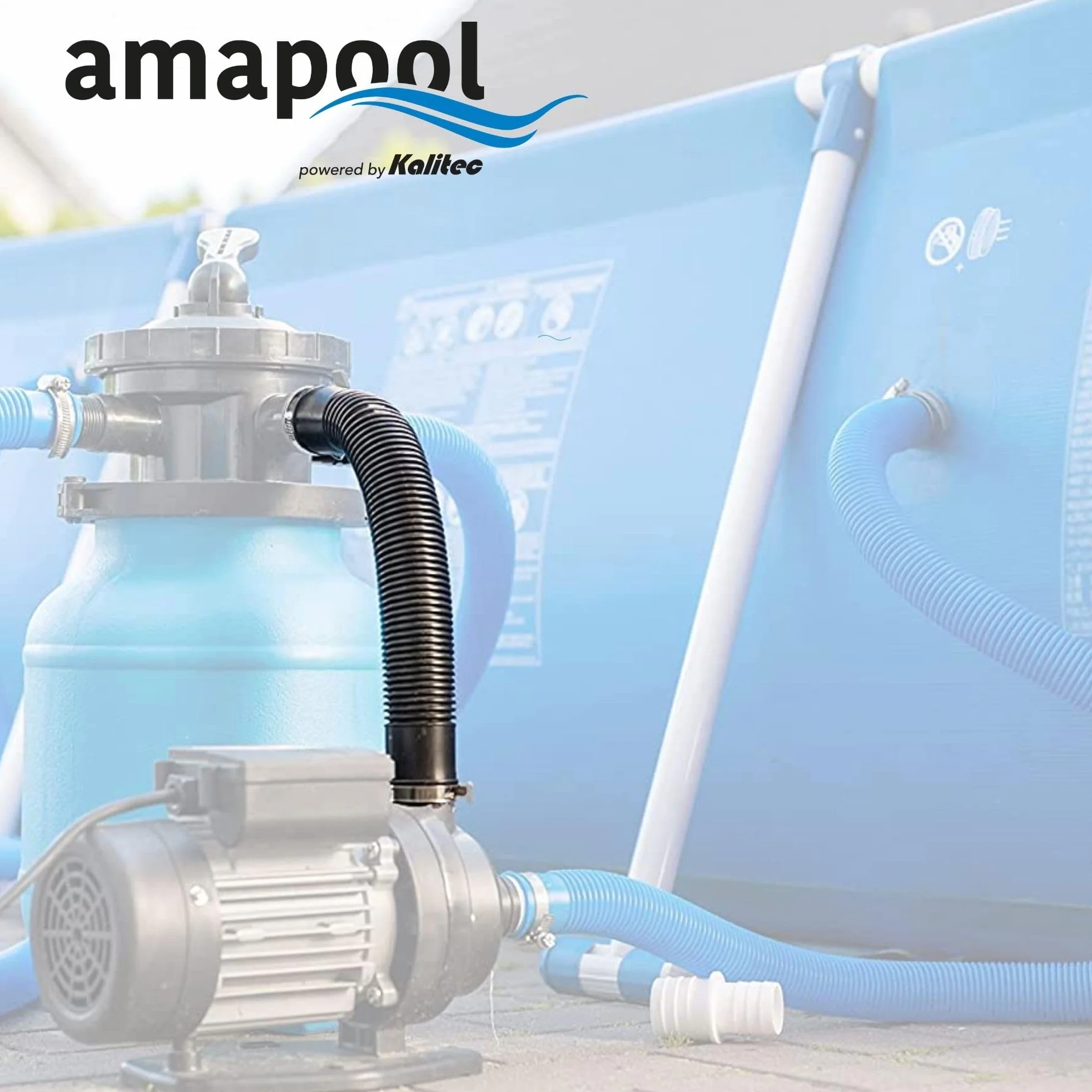 Kalitec tuyau pression 38 mm 62 cm noir aspiration flexible pompe piscine filtre sable skimmer raccordement 1 1/2 pouce