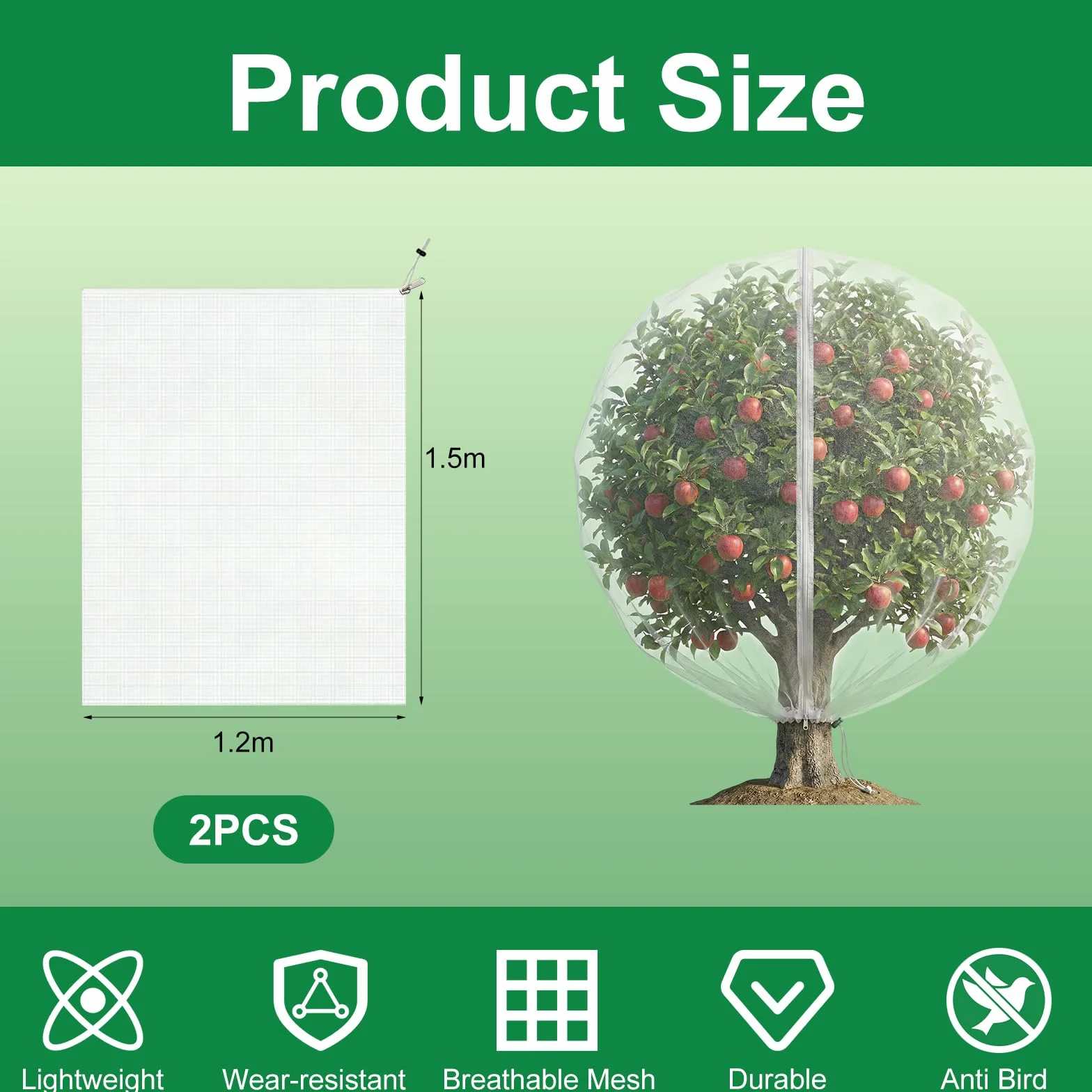 Filet Anti Insecte Arbre Fruitier Sac Protection Plantes 1.2 x 1.5 m