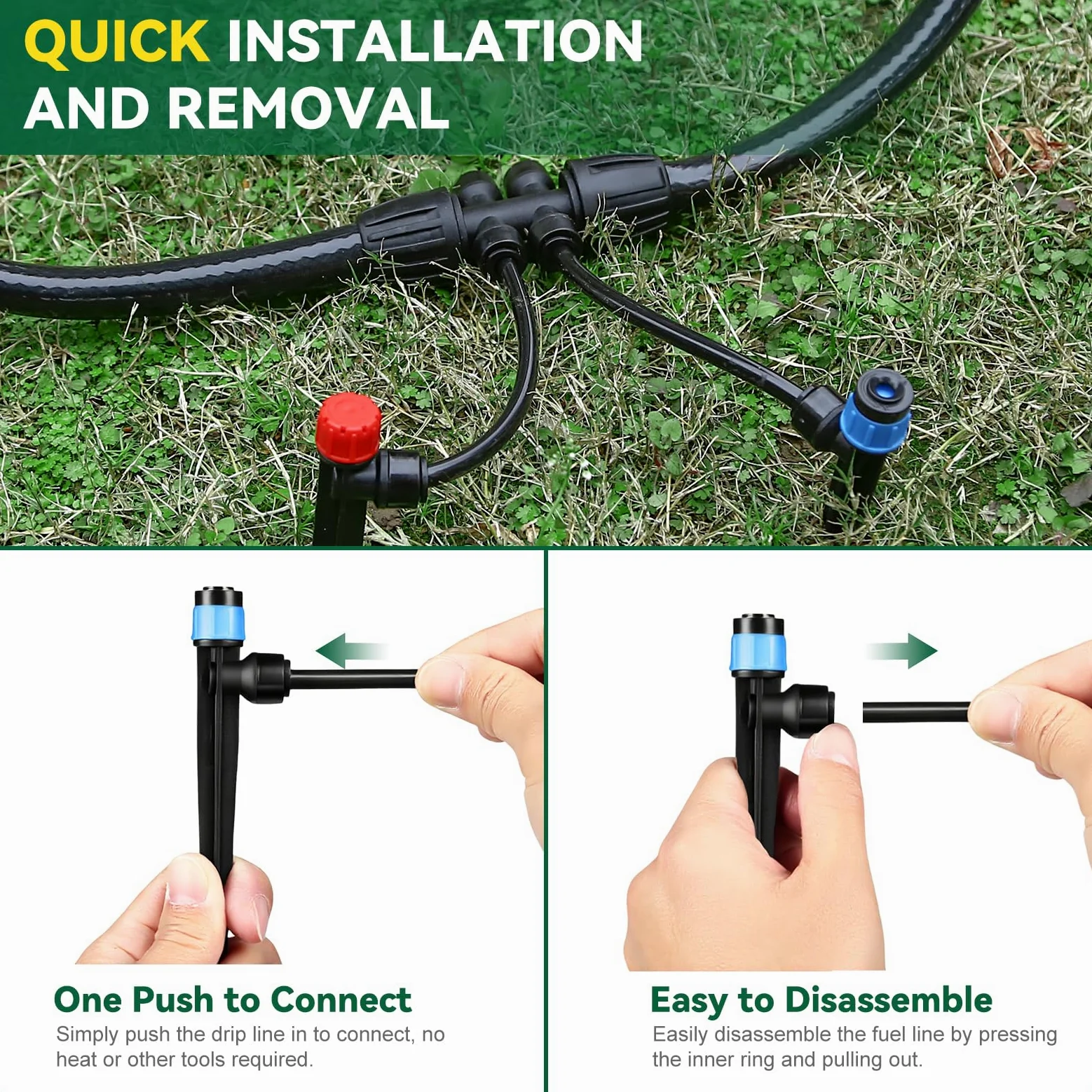Kit de système d'irrigation goutte à goutte pour jardin (tube principal de 10 m + tube de 6,35 m)