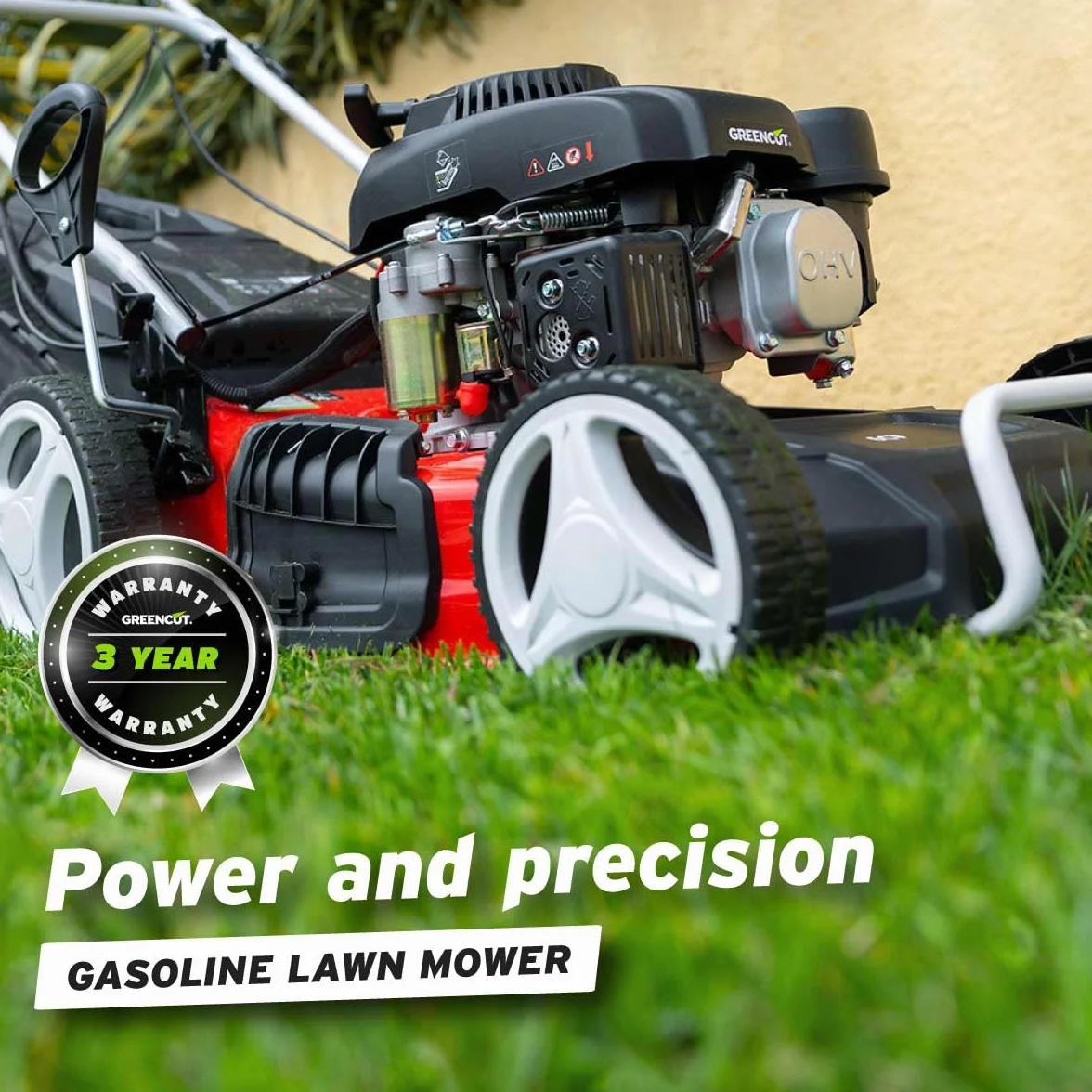 GREENCUT GLM770X Tondeuse Thermique 150cc 4ch Moteur 4T autotracté Lame Acier 460mm Bac 55L