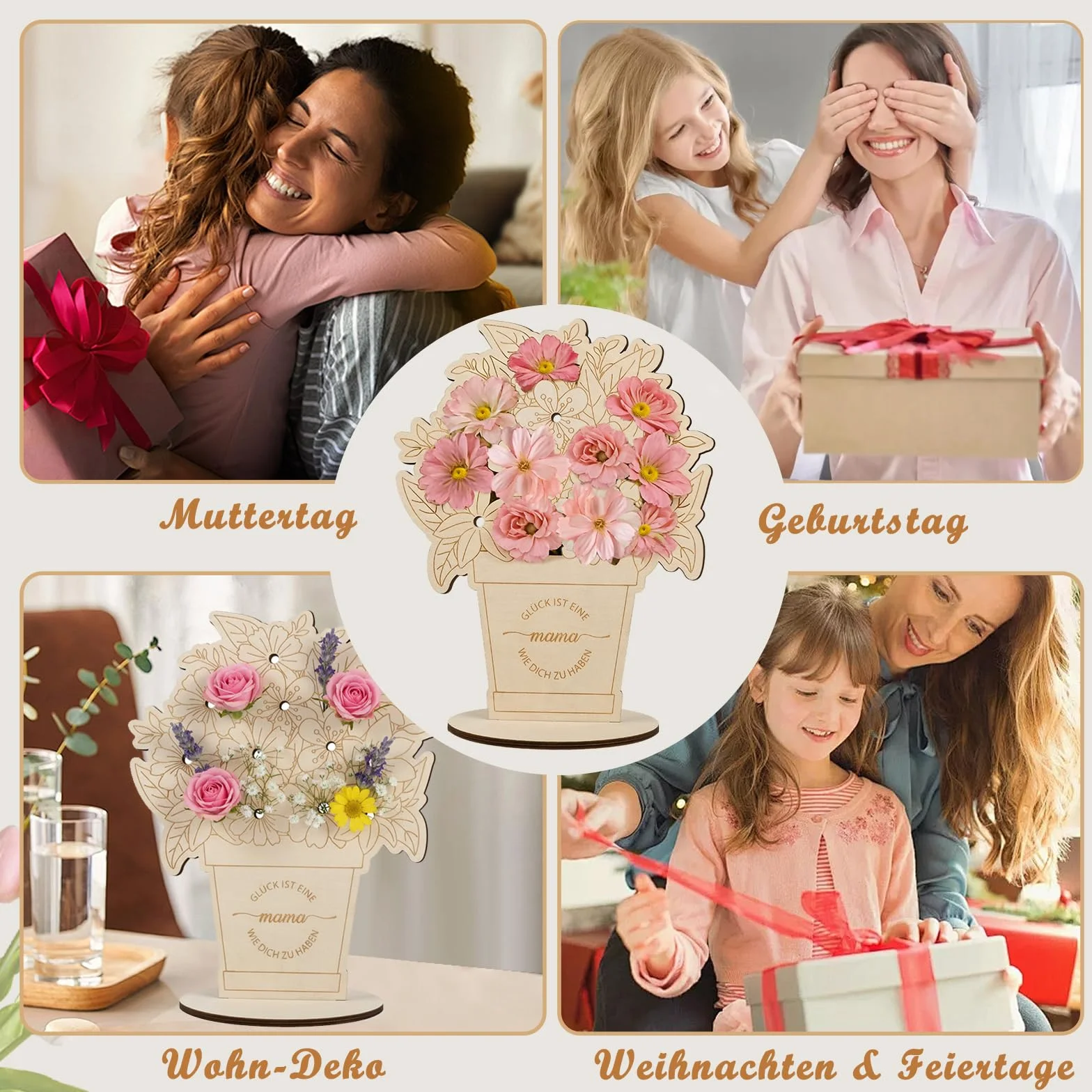 Bouquet de fleurs en bois kit de bricolage avec gravure décoration en bois