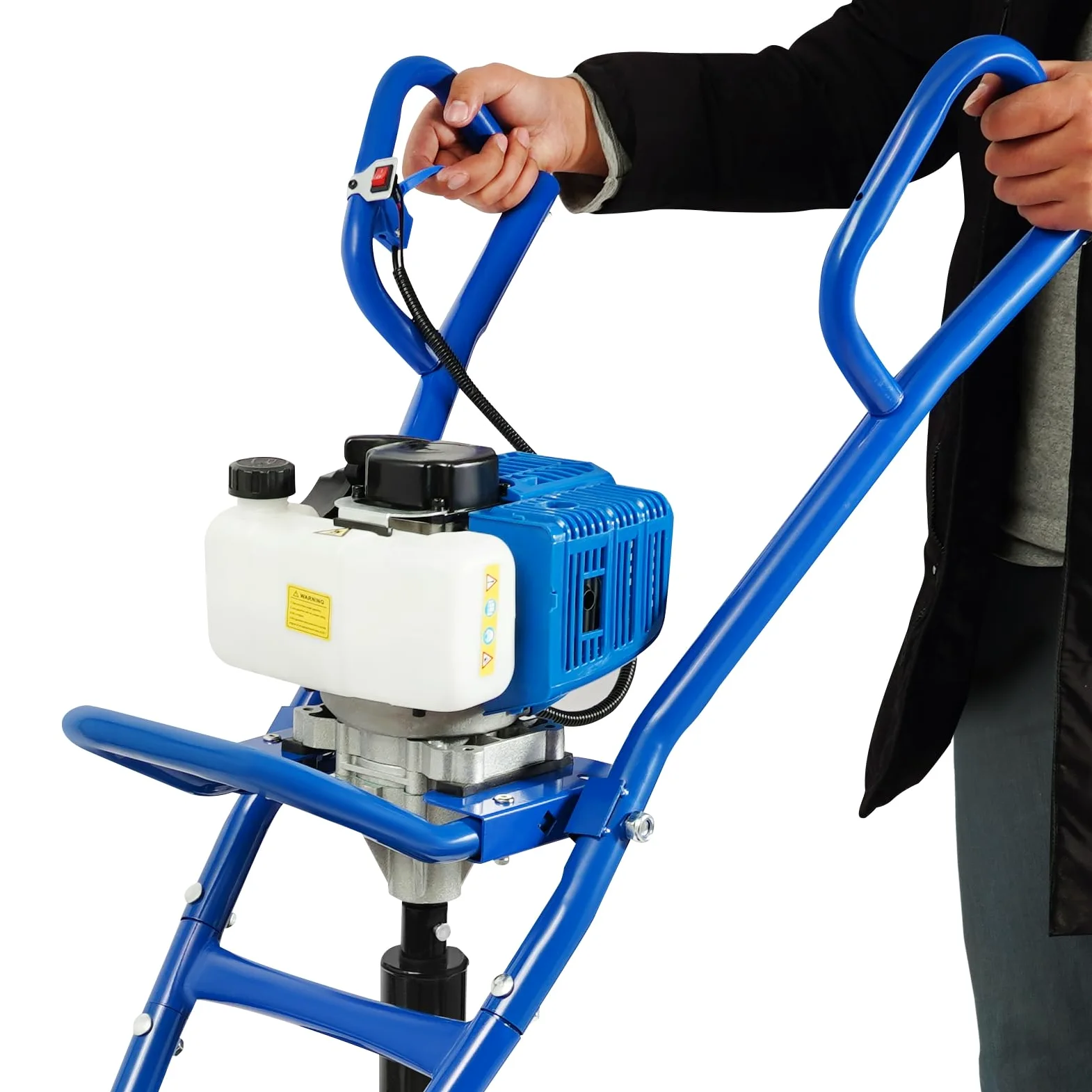 Tarière à essence 2 temps, 52 cc, réservoir de 1 l, avec support de transport, foret de jardin, puissance 1460 W, embrayage centrifuge