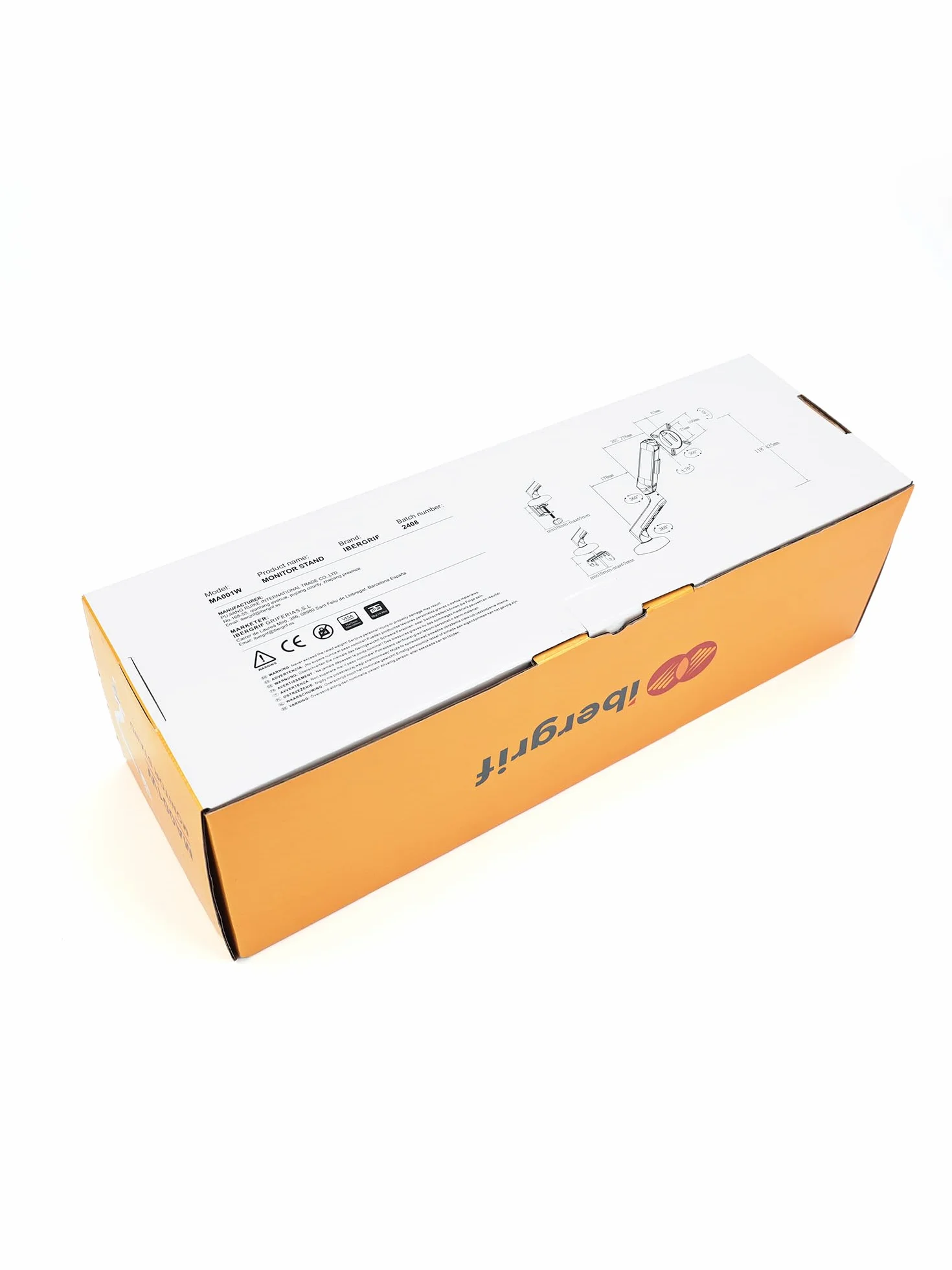Ibergrif Support Écran PC Bras 13-32 Pouces VESA 75/100mm Réglable Hauteur Inclinable Pivotant Rotatif Gestion Câbles Blanc MA001W