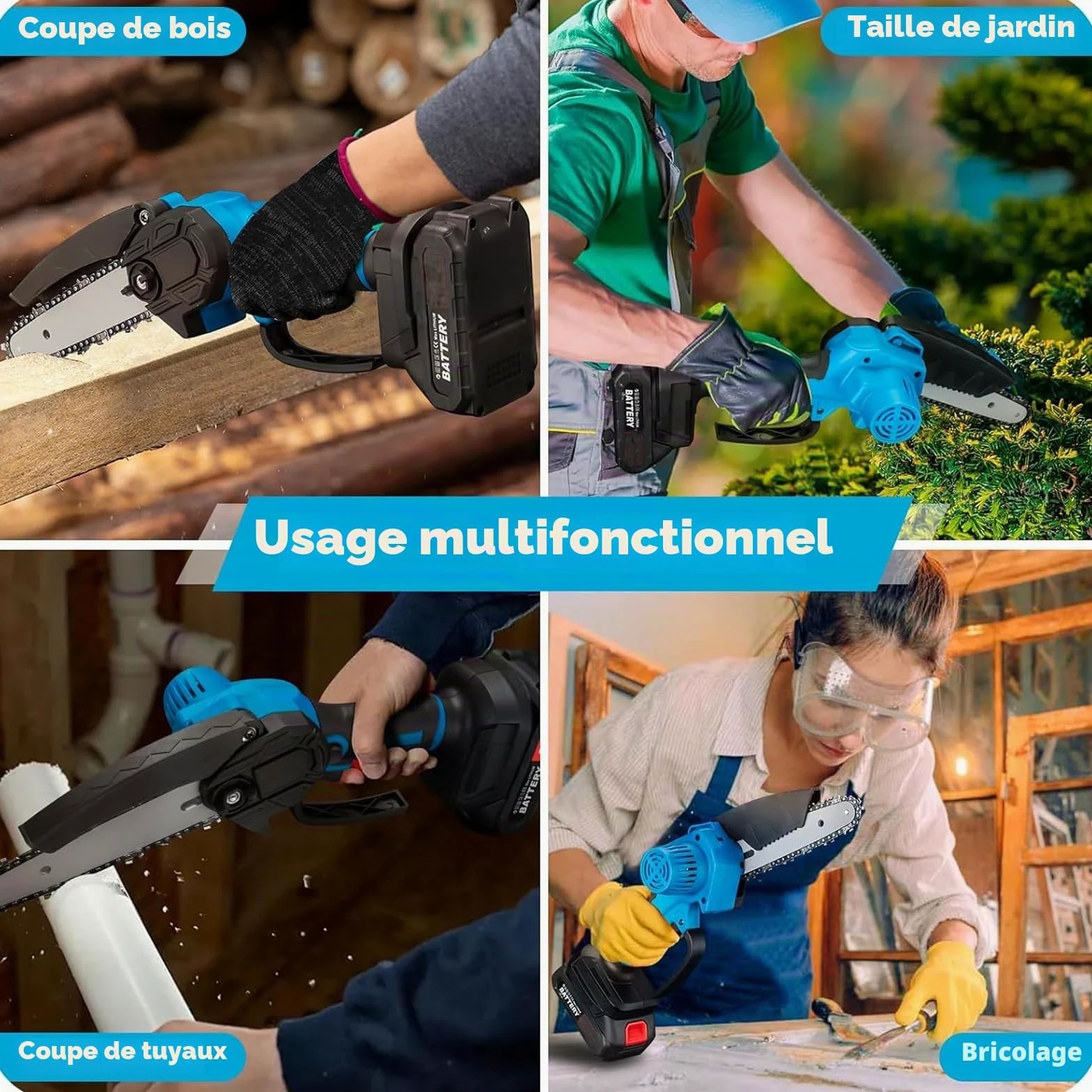 Mini Tronçonneuse a Batterie, 6 Pouces Tronçonneuse Électrique sans Fil | Pour Sécateurs, élagueurs Et Coupeurs De Bois