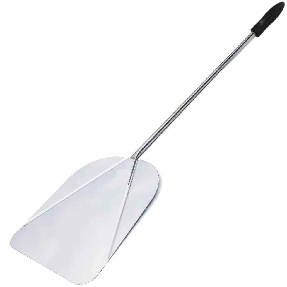 GIEMME Lot 5 Pelles à Pizza Ø30cm Inox Professionnel Manche 82 cm Pelle ronde Ø22 cm Brosse orientable Poils en laiton