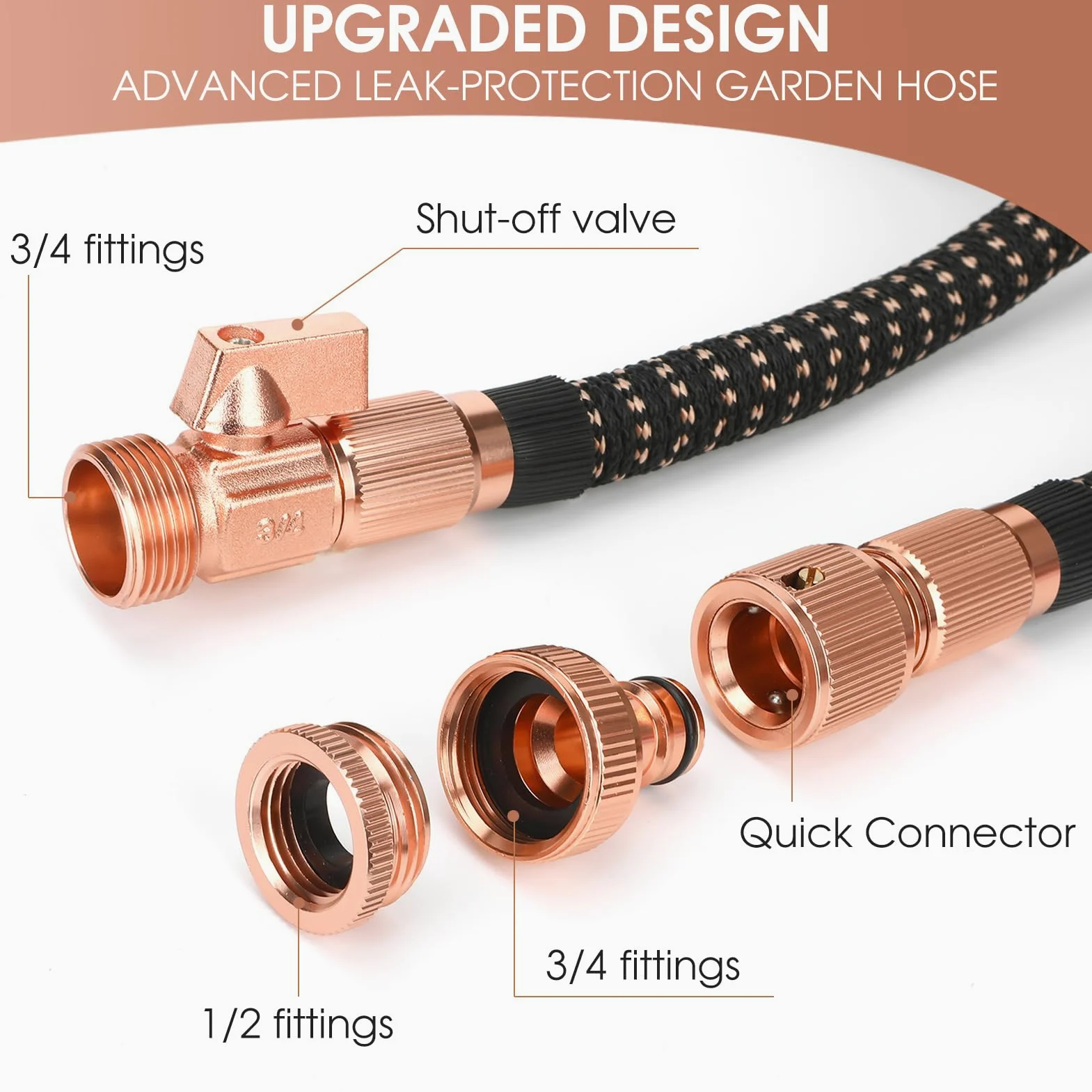 Tuyau d'arrosage de 7,6 m – Tuyau d'arrosage extensible, tuyau d'arrosage flexible avec pistolet pulvérisateur 10 fonctions, anti-nœud, anti-fuite et facile à utiliser avec raccords en laiton massif