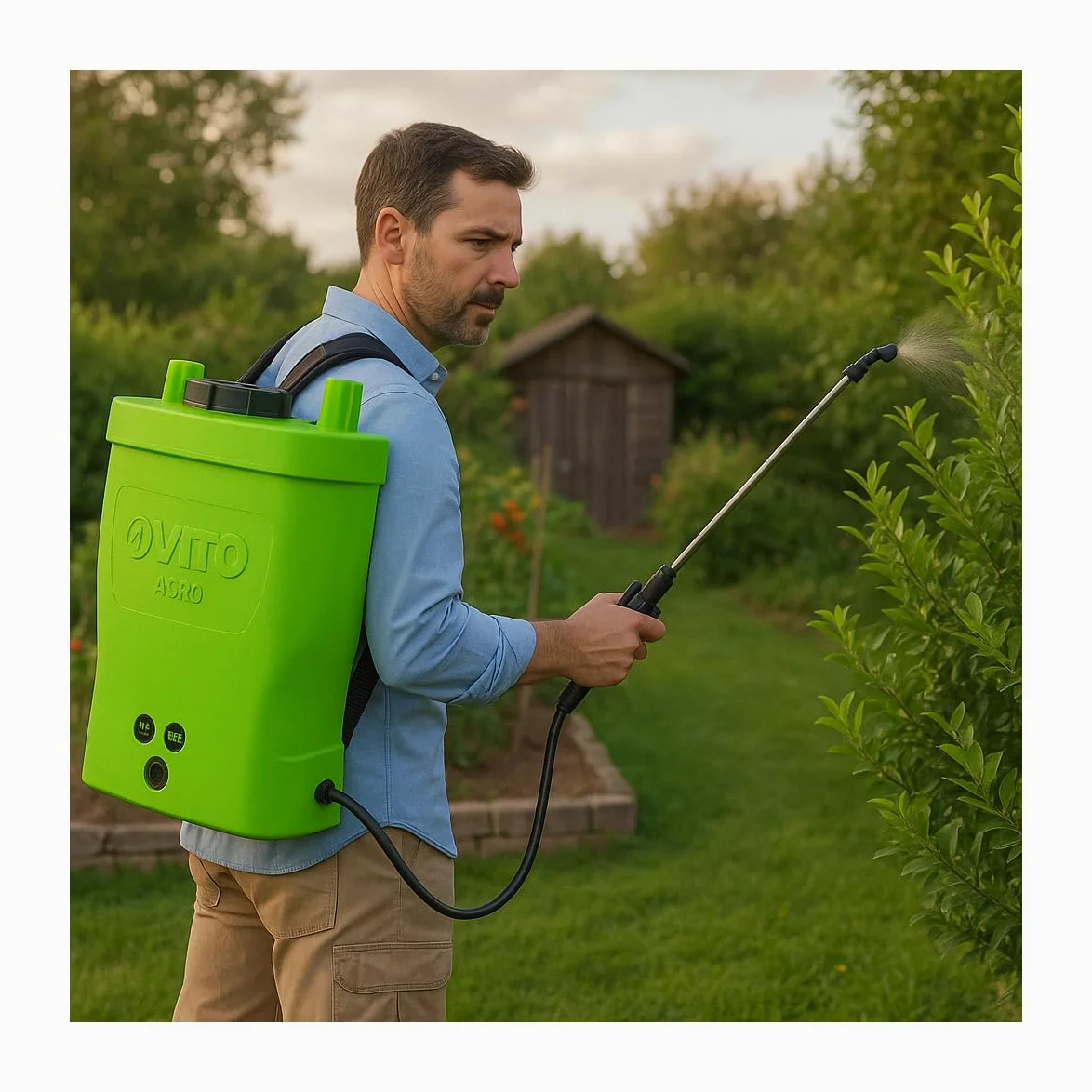 VITO - Pulvérisateur de Jardin 16L à Batterie Pulvérisateur Electrique 12V/8AH, 6 Bars, Autonomie 4h - Buses, Chargeur et Lance Télescopique Inclus - Traitement Cultures, Plantes