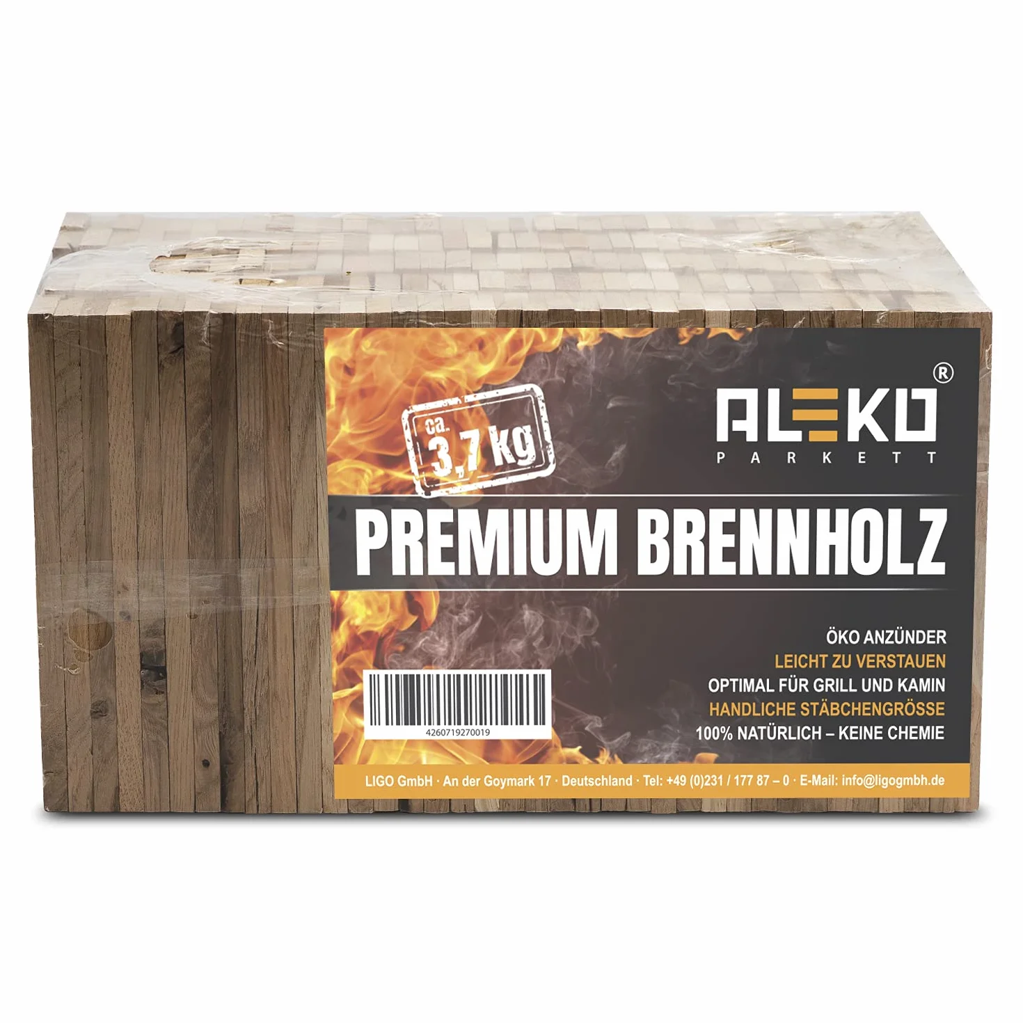Aleko Bois de chauffage chêne bio allume-feu barbecue cheminée four 3,7 kg
