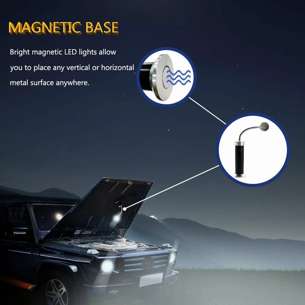 Vegena Grill Light, Barbecue Grill Lumière Super Brillante avec Base Magnétique Rotation à 360° Flexible Col de Cygne Réglable (2 Pièces)