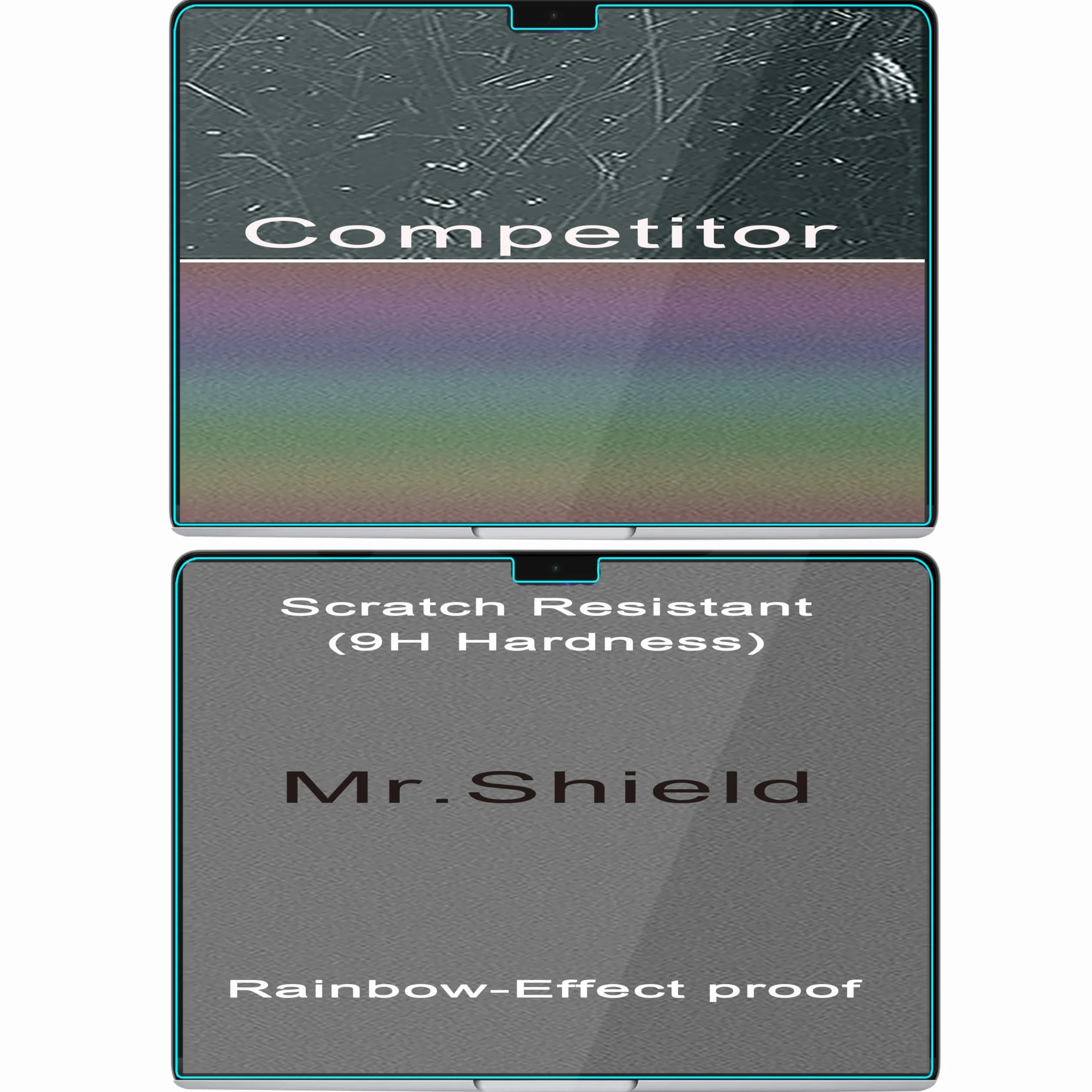 Mr.Shield Verre Trempé pour MacBook Air 13.6 pouces M3 M2 2024 2022 Lot de 2 Film Protecteur d'écran 9H Dureté