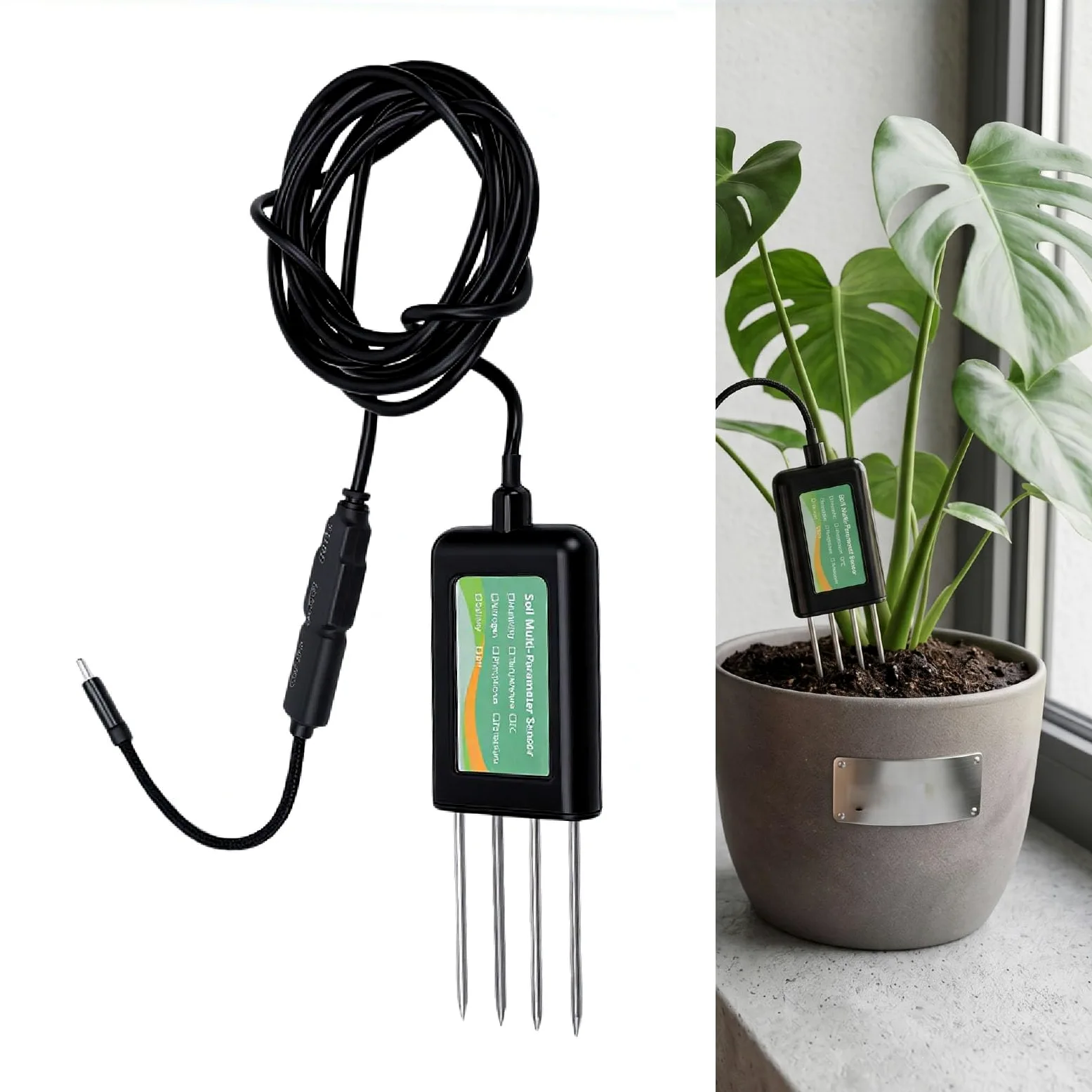 Asixxsix Humidimètre de Sol, Testeur de Sol étanche IP68, Analyseur de Portable, Température NPK EC, salinité, humidité, PH du, pour le Jardinage, L',les Plantes D'extérieur
