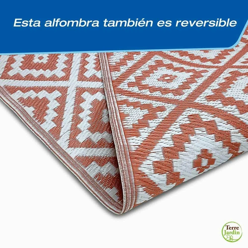 TERRE JARDIN Tapis extérieur réversible pour Balcon et terrasse Terracotta - 160 x 240 - Terracotta