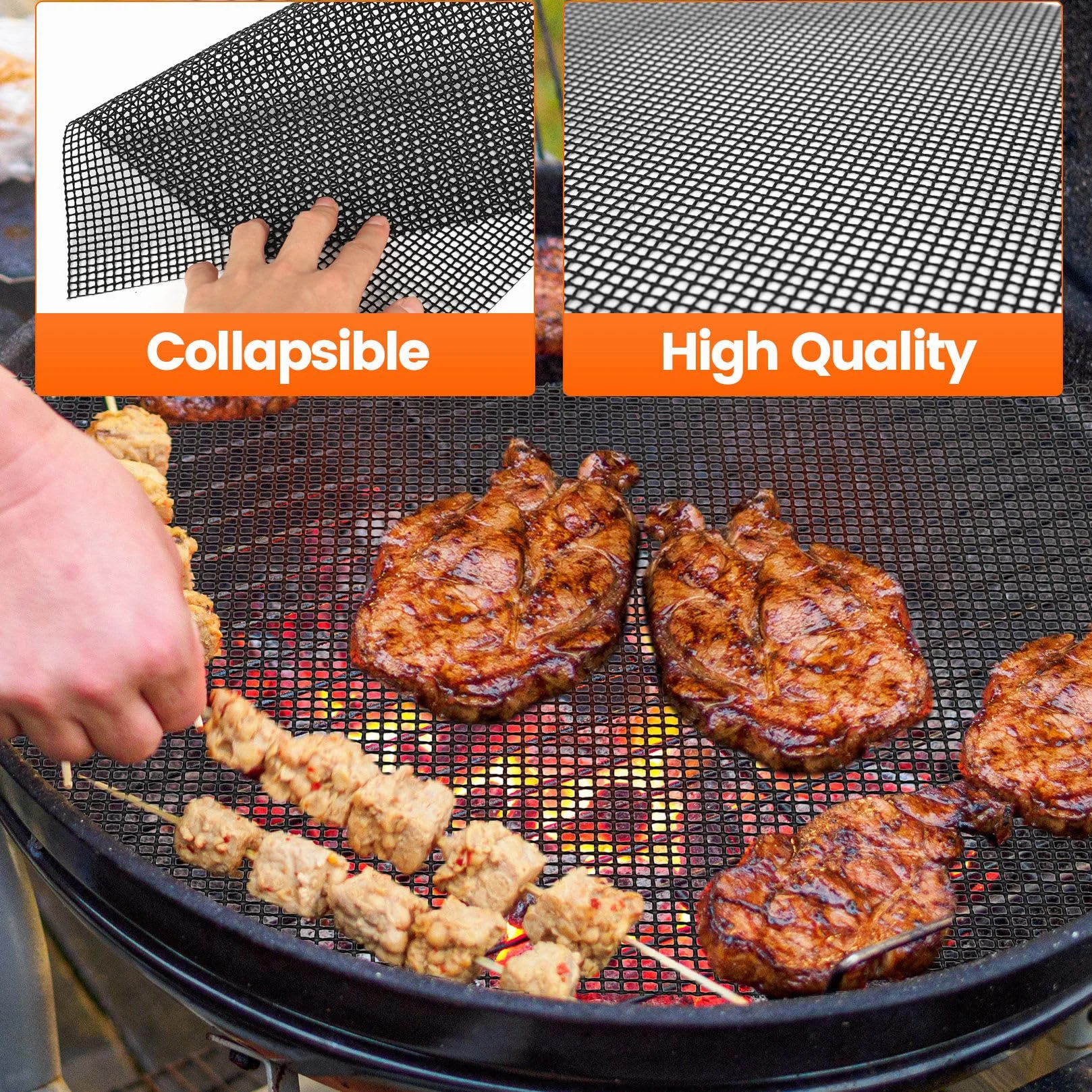 Tapis de Cuisson Barbecue Antiadhésif Réutilisable 40 x 30 cm