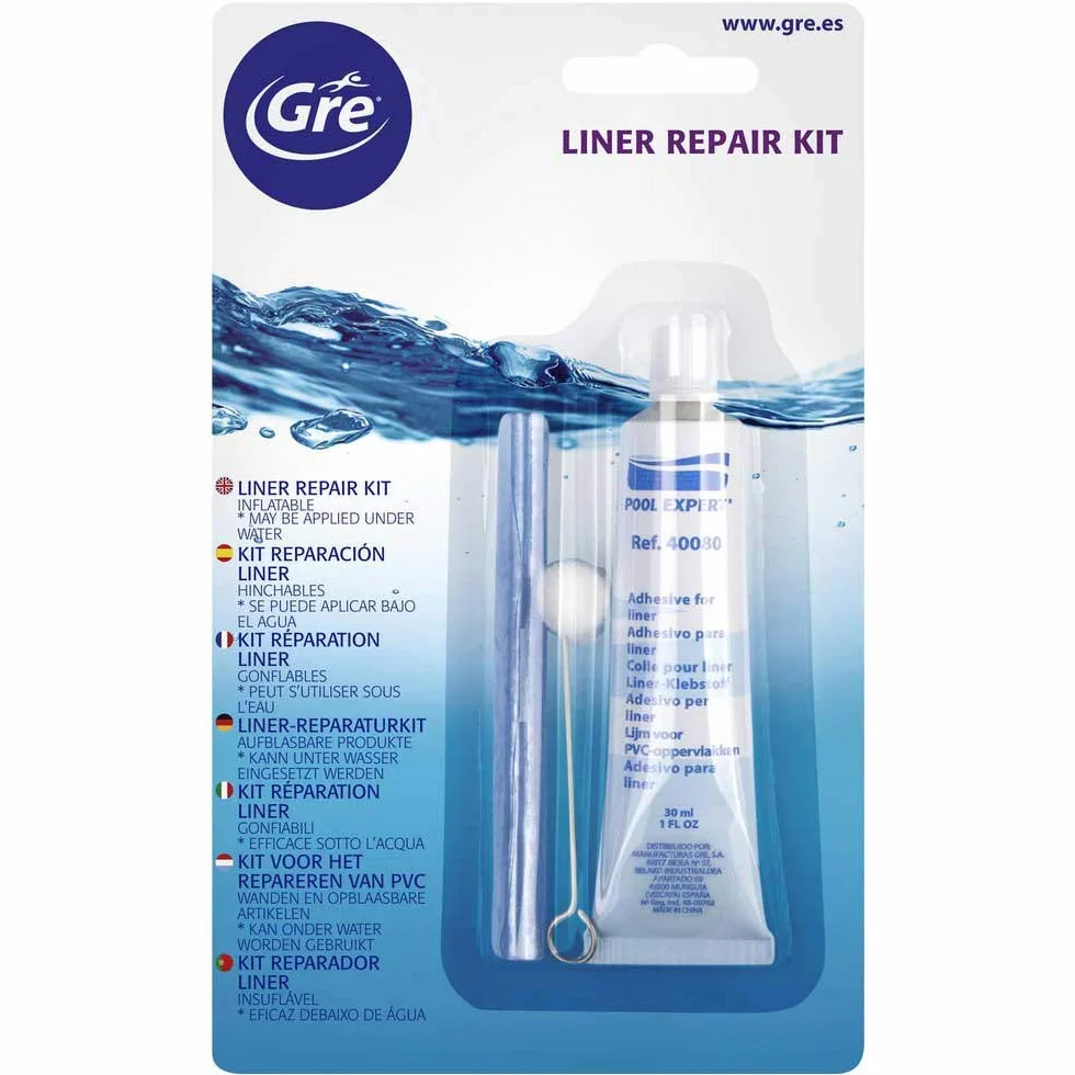 Kit de réparation de revêtement de Piscine Gre 40080 avec Colle et applicateur