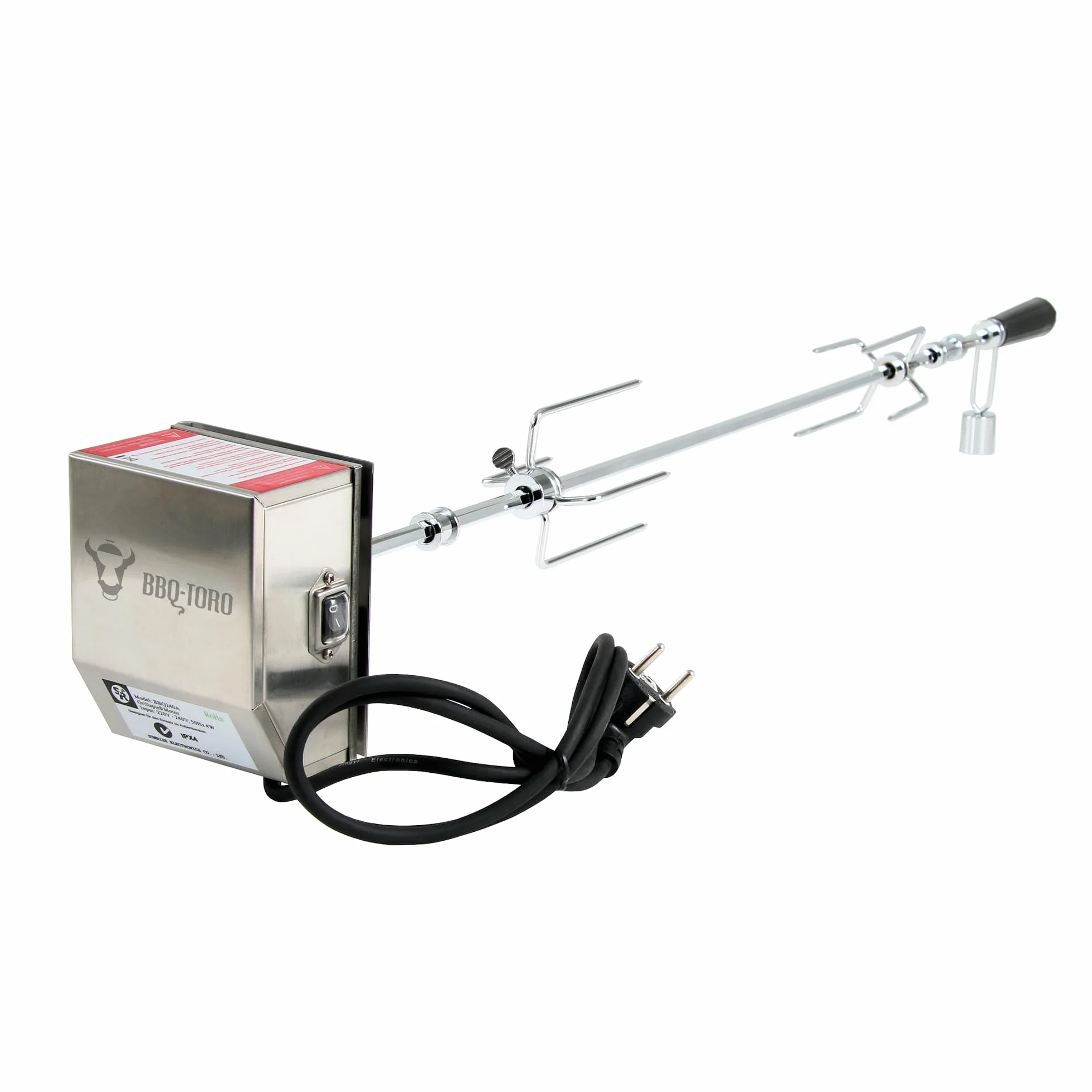 BBQ-Toro Set de broche à griller 90 cm moteur acier inoxydable 220V-240V rôtissoire