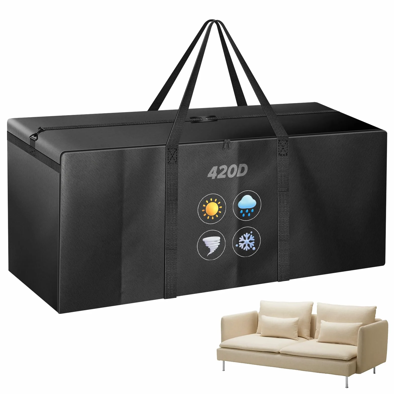 Sac de Rangement 670L 176x76x51cm Imperméable 420D Jardin Coussin Sapin de Noel