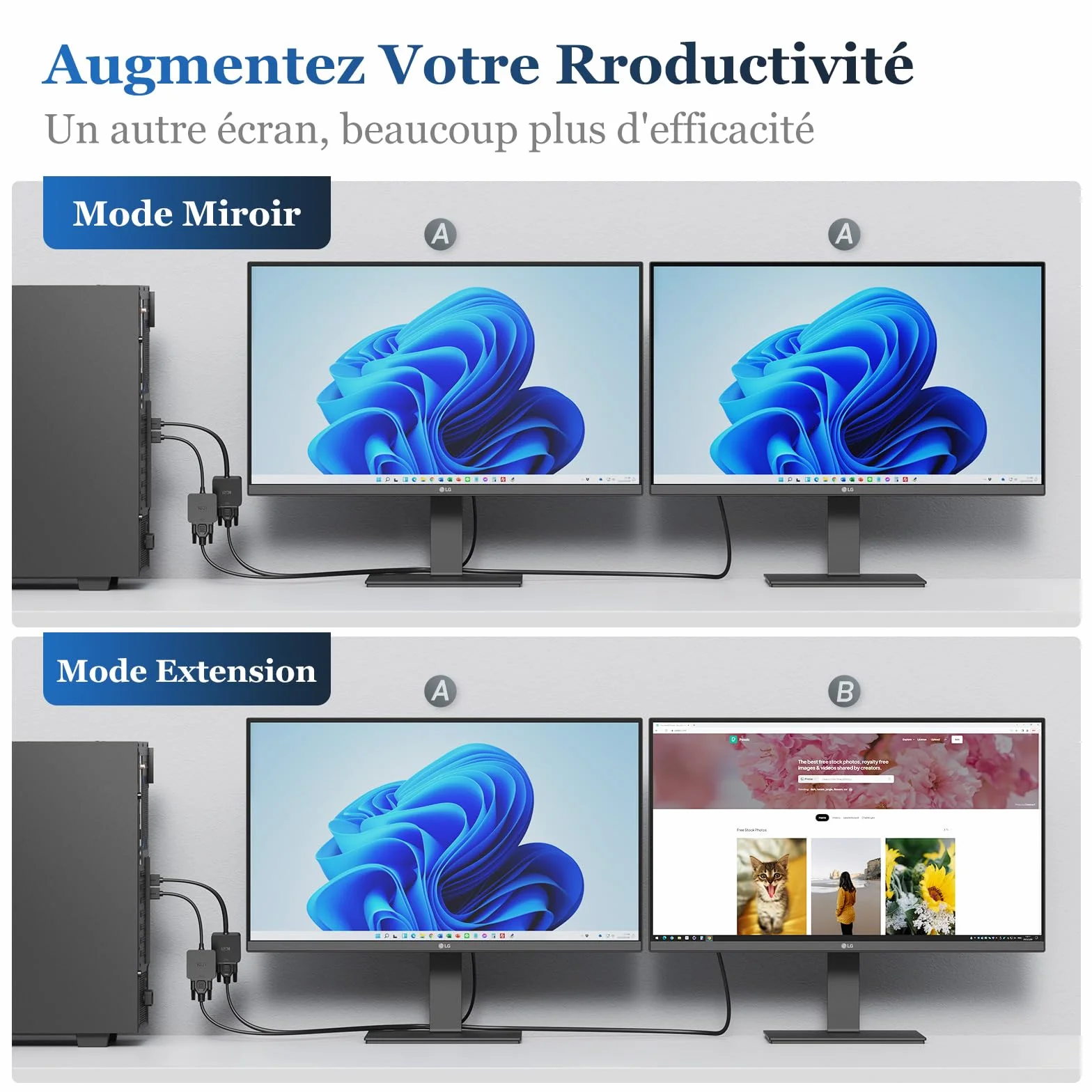 ICZI Lot de 2 Adaptateurs HDMI vers VGA 1080P, Convertisseur HDMI Mâle vers VGA Femelle Noir