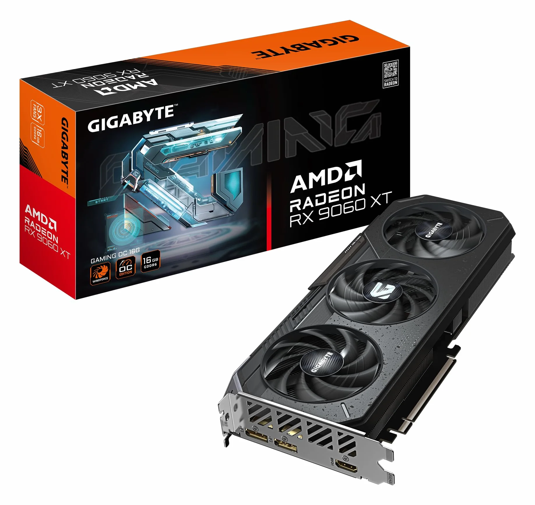 GIGABYTE Radeon RX 9060 XT Gaming OC 16G Carte Graphique 16GB GDDR6 128bit PCI-E 5.0