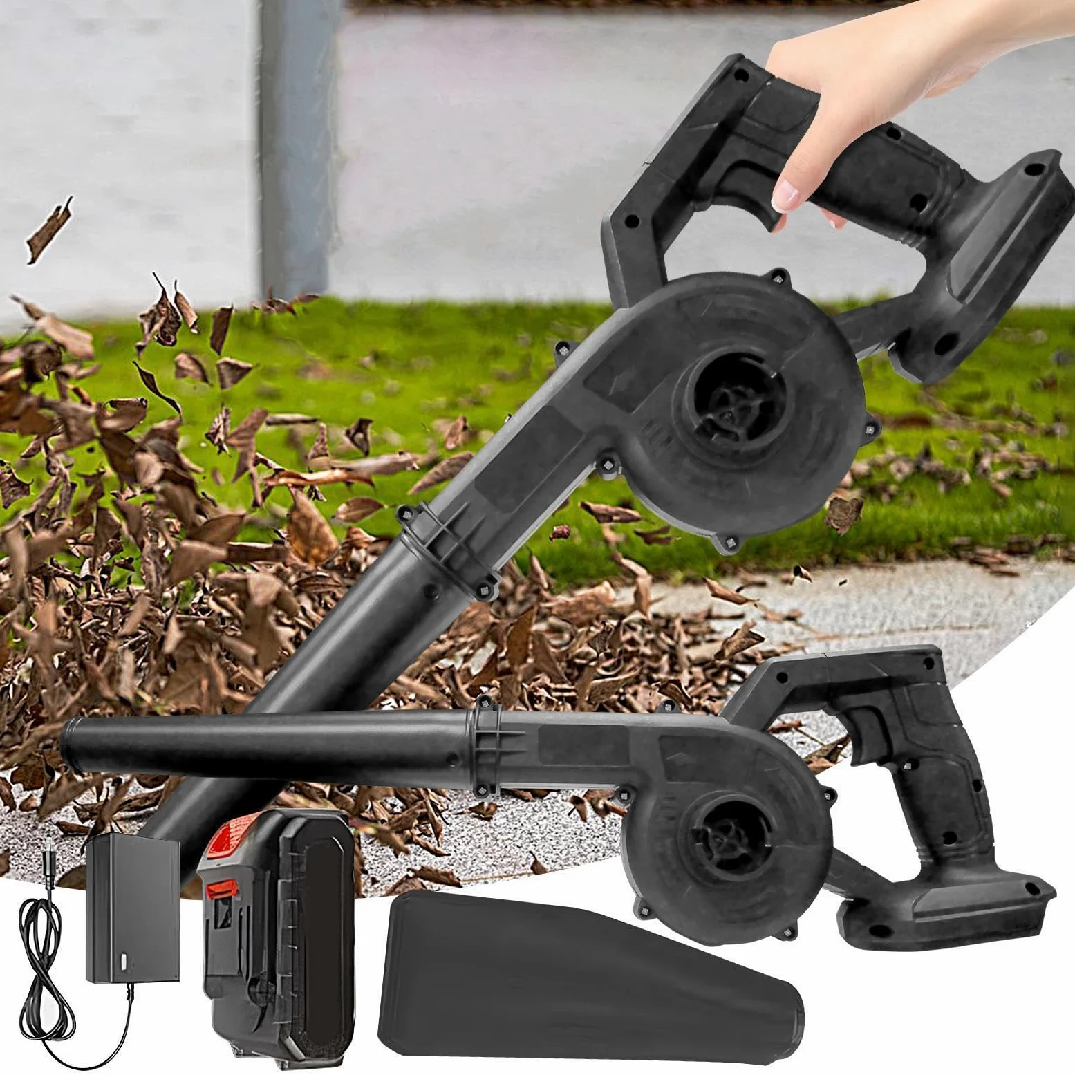 Souffleur de Feuilles à Batterie Portable électrique Puissant | Léger souffleur de feuilles pour le jardin pour extérieur porche cour jardin maison voiture nettoyage dépoussiérage