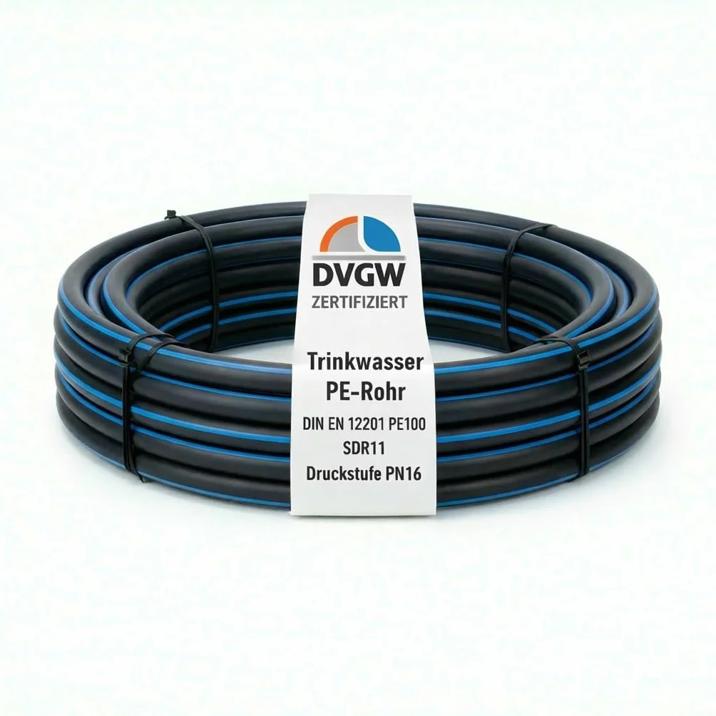 Tuyau PE100 HD 25 x 2,3 mm HDPE PN16 Conduite d'eau potable DVGW 100 m