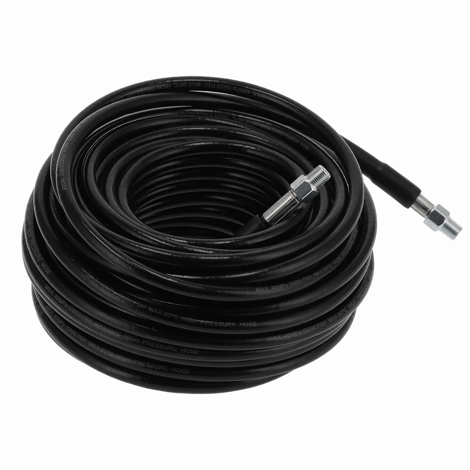 30m Tuyau de Nettoyage Haute Pression, Tuyau de lavage Tuyau de Remplacement pour les Nettoyeurs Double couche renforcée Cliquez sur Plug Quick Connector 5800 PSI