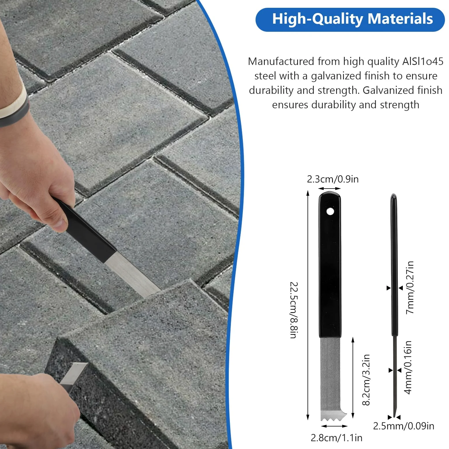 Yosoo Health Gear Lot de 2 extracteurs de pavés, outil de retrait de pavé, grattoir à double joint pour briques, pierres, blocs de pavés, outil d'extraction pour jardin, pelouse, cour, patio, pavé