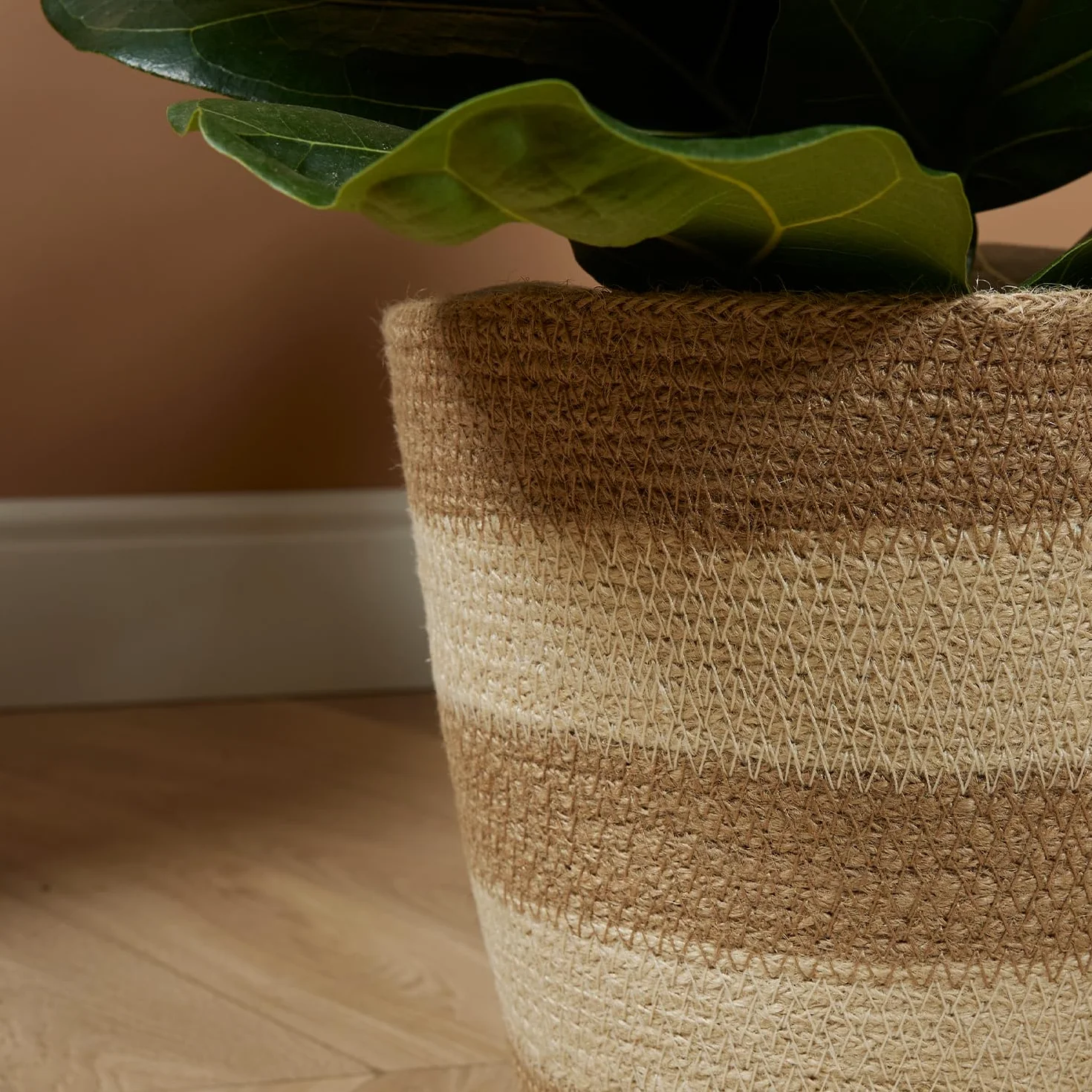 Bloomique Pot à Plantes Tressé Gaby Lot de 2 Beige Jute H22xØ21