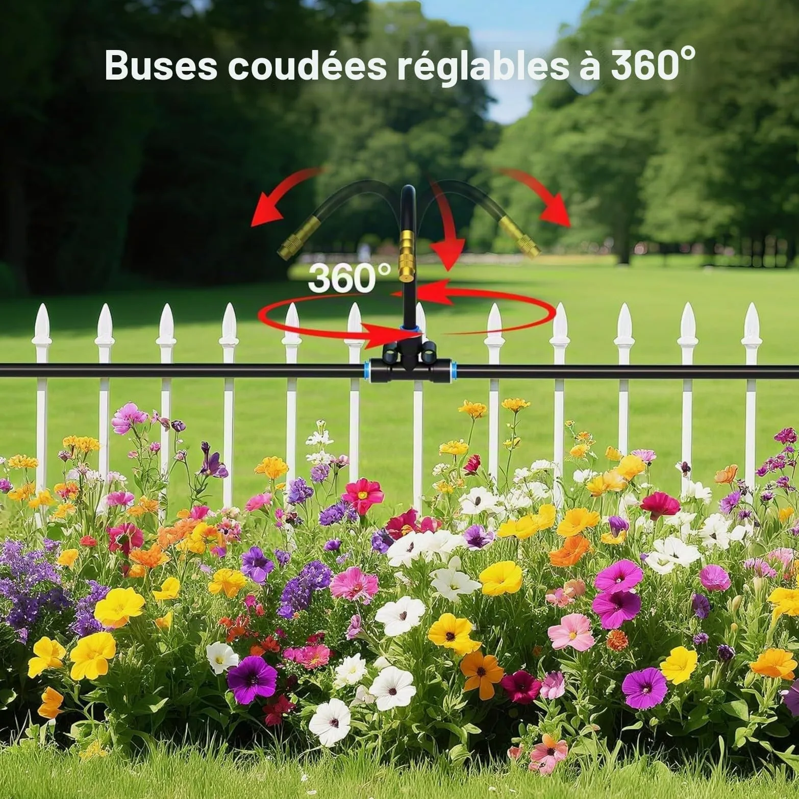 Système D’Arrosage Automatique 30m, 16 Buses Orientables, Kit de Brumisation 6mm en Laiton pour Jardin, Serre et Terrasse, Installation Sans Outil, Jusqu’à 80% d’Eau Économisée