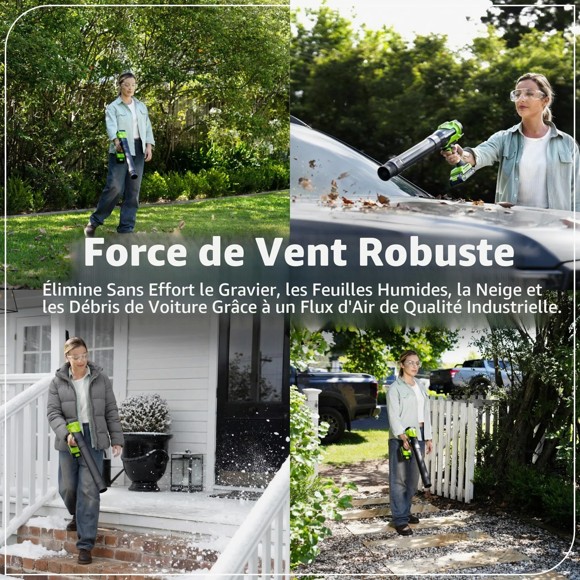 Greenworks 24V Souffleur sans Fil avec Batterie 4Ah & Chargeur Rapide 65W PD, 209km/h 7,65m³/Min Souffleur Électrique Puissant pour Jardin, Terrasse & Voiture, Vitesse Variable BL1002HA1
