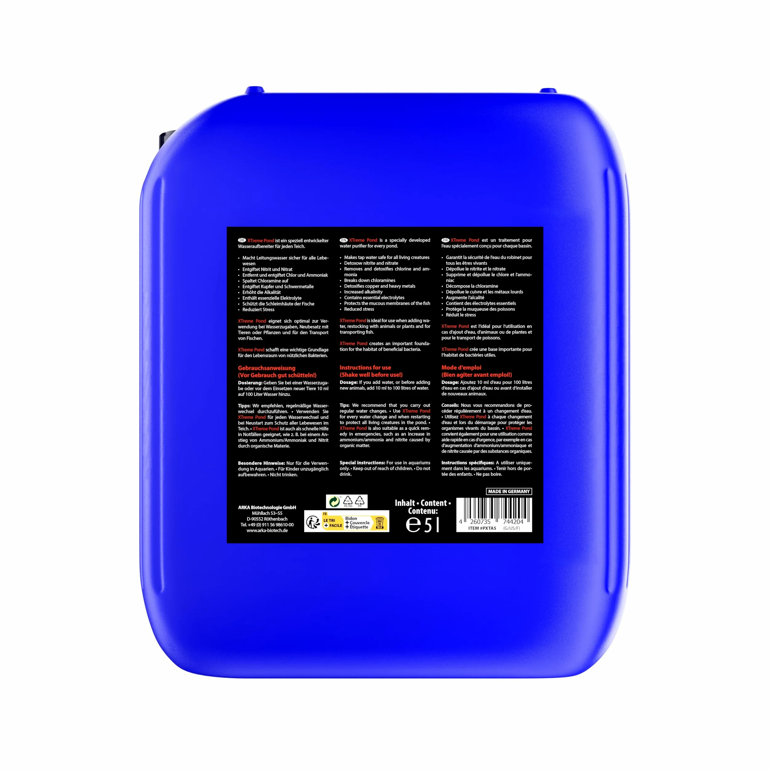 Conditionneur pour Bassin 5000 ML - Xtreme Anti-Chlore | neutralise chlore, métaux lourds, ammoniac, nitrites, changement d'eau, bassin de jardin, bassin à koïs