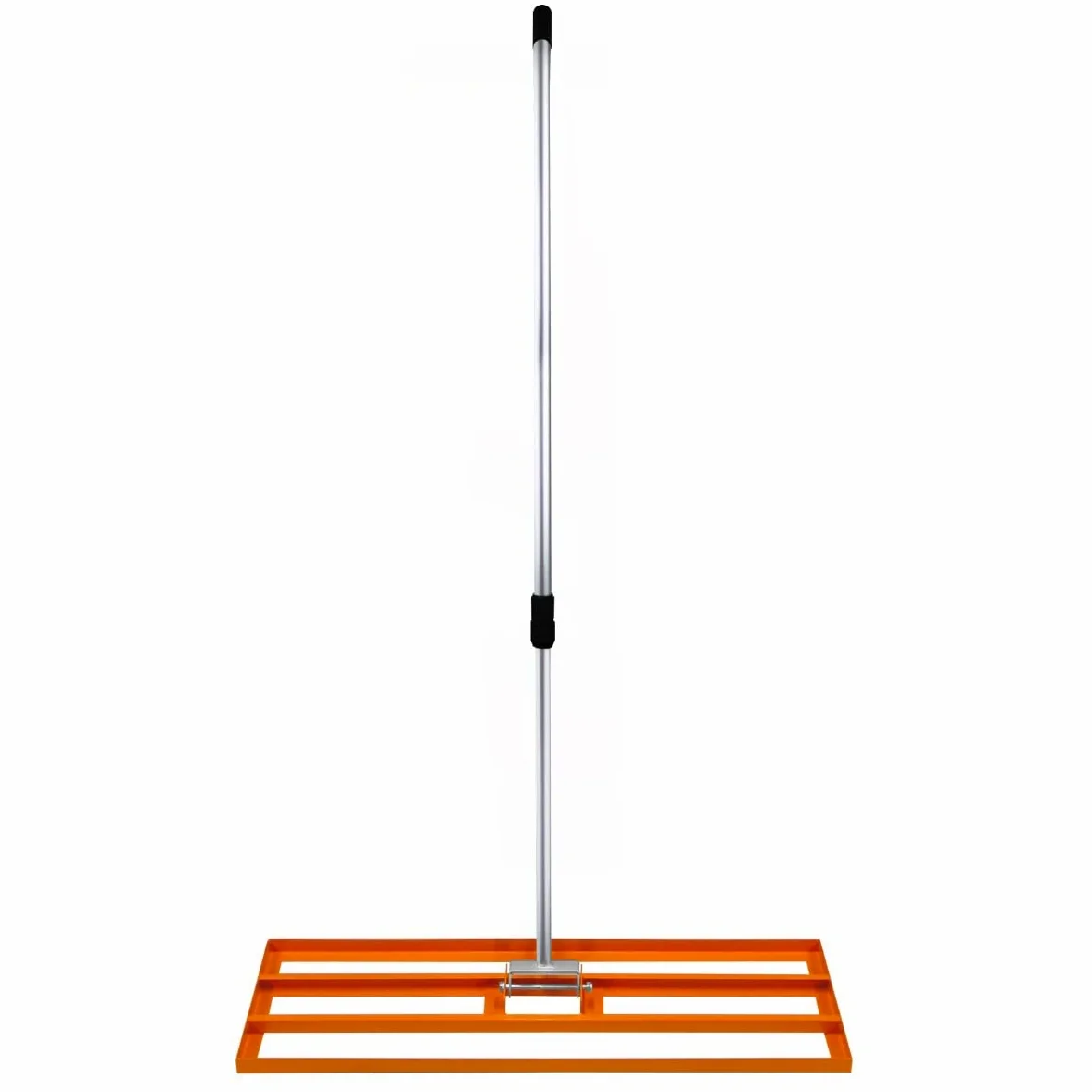 Râteau de Nivellement de Pelouse en Acier inoxydable Orange 100 cm Largeur -Parfait pour Mettre à plat : Cour de golf,terrains de Sports Jardin,Aménagement Extérieur - Manche Extensible Jusqu'à 190cm