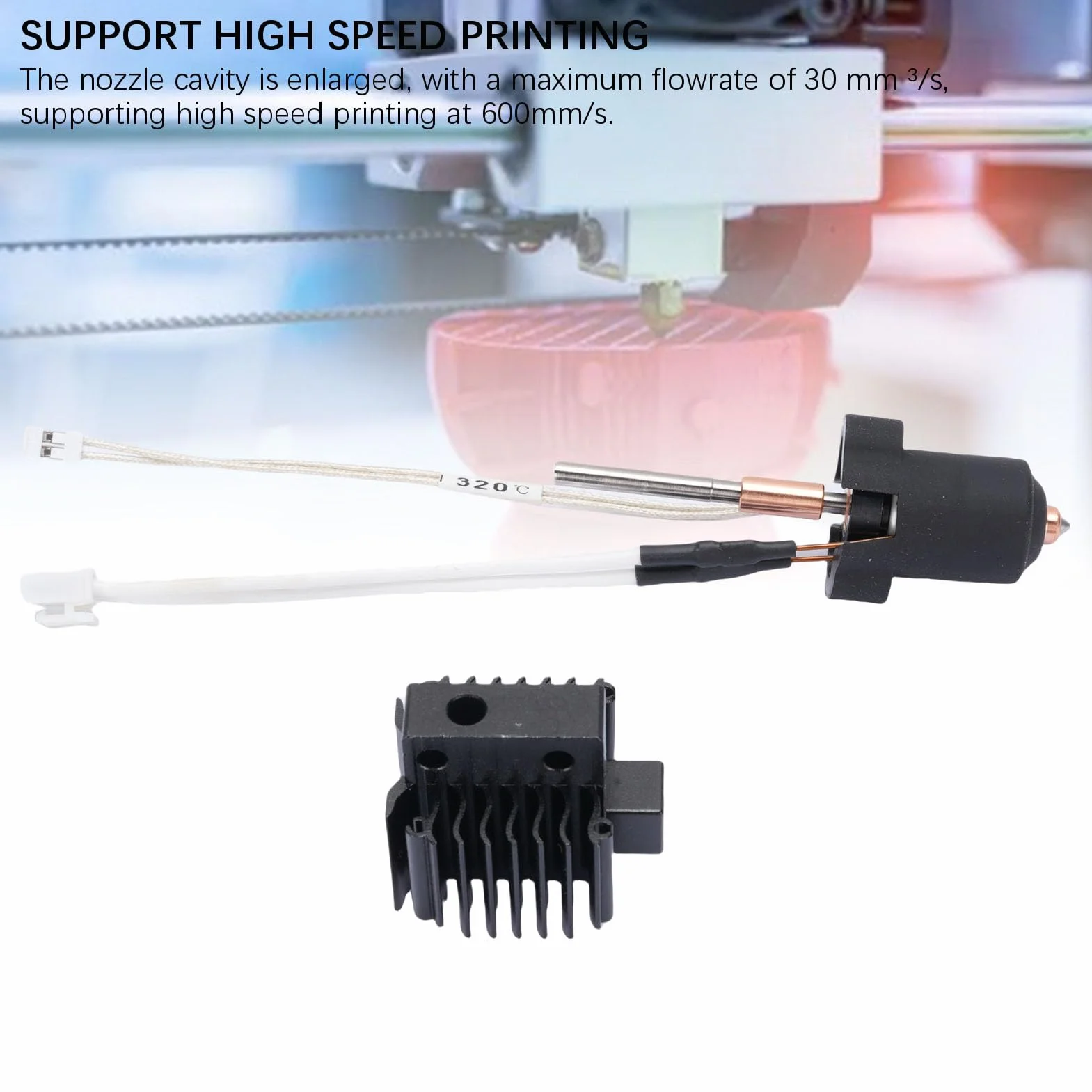 Fockety Kit de Tête d'Impression 3D pour Ender 3 V3 Plus, Buse 0,4 mm, 60 W, Chauffage Céramique