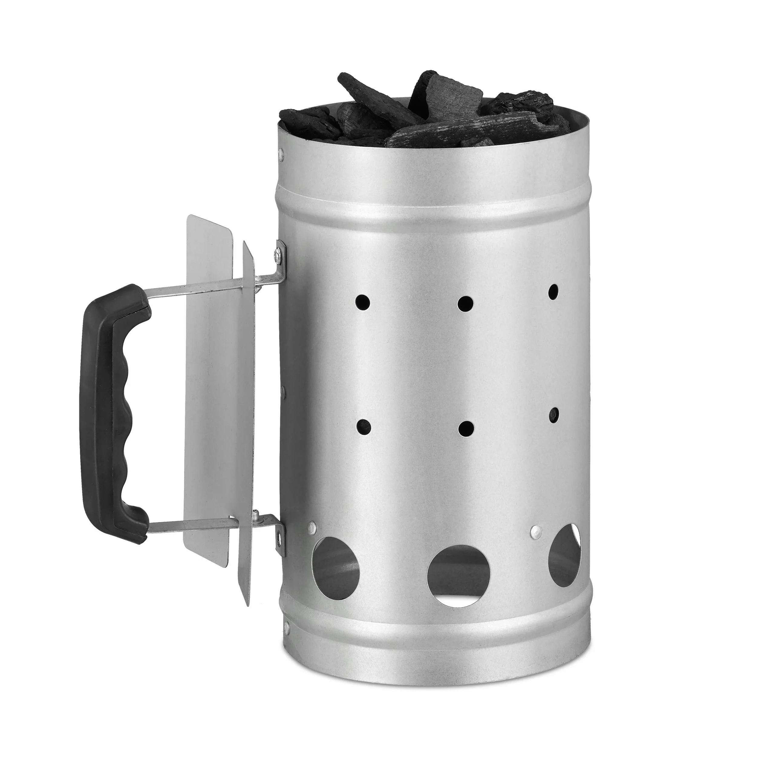 Relaxdays Cheminée d’allumage charbon acier allume feu barbecue HxD 27 x 16 cm grill starter argent