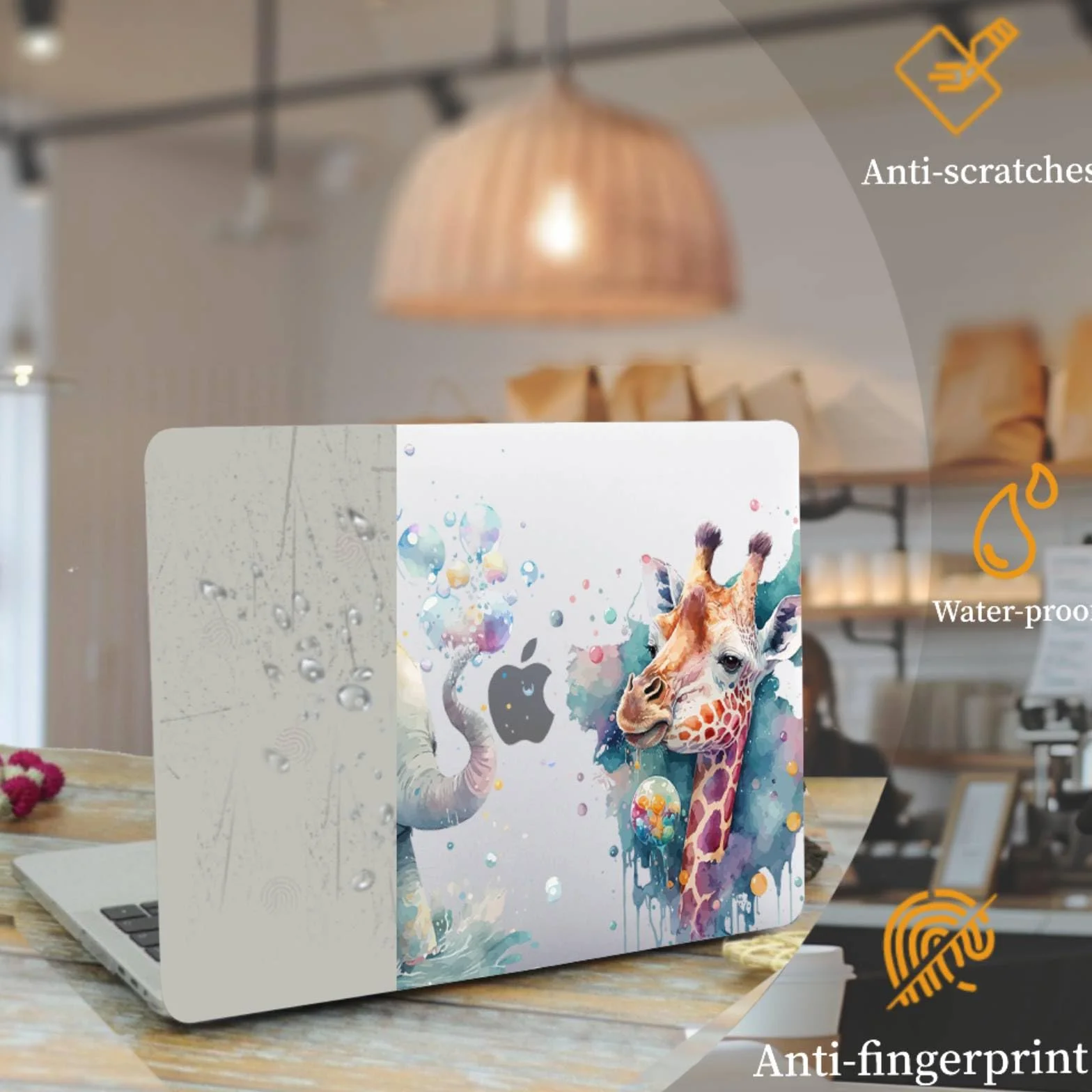 Coque Compatible MacBook Air 13,6 Pouces A2681 A3113 A3240 2022-2025 Écran Retina Mat Étui Plastique Housse Clavier Éléphants Girafes