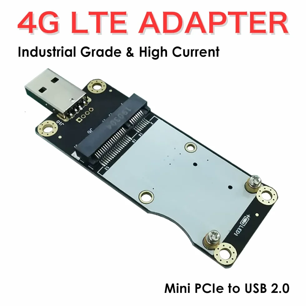 EXVIST Adaptateur Industriel 4G LTE Mini PCIe vers USB avec Emplacement pour Carte SIM pour Module WWAN/LTE 3G/4G pour Raspberry Pi M2M IoT