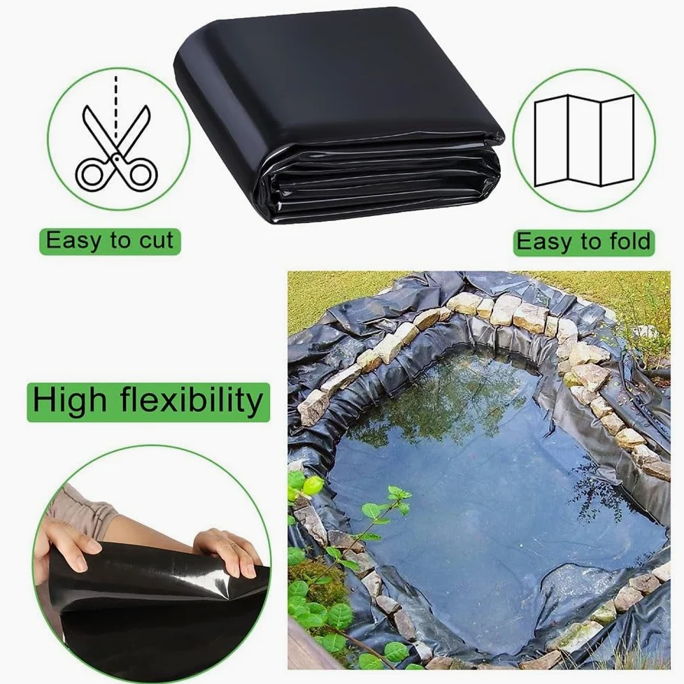 Bâche de bassin robuste 7 x 10 m - Flexible et imperméable - Noire - Pour piscines de jardin - Doublure imperméable et durable
