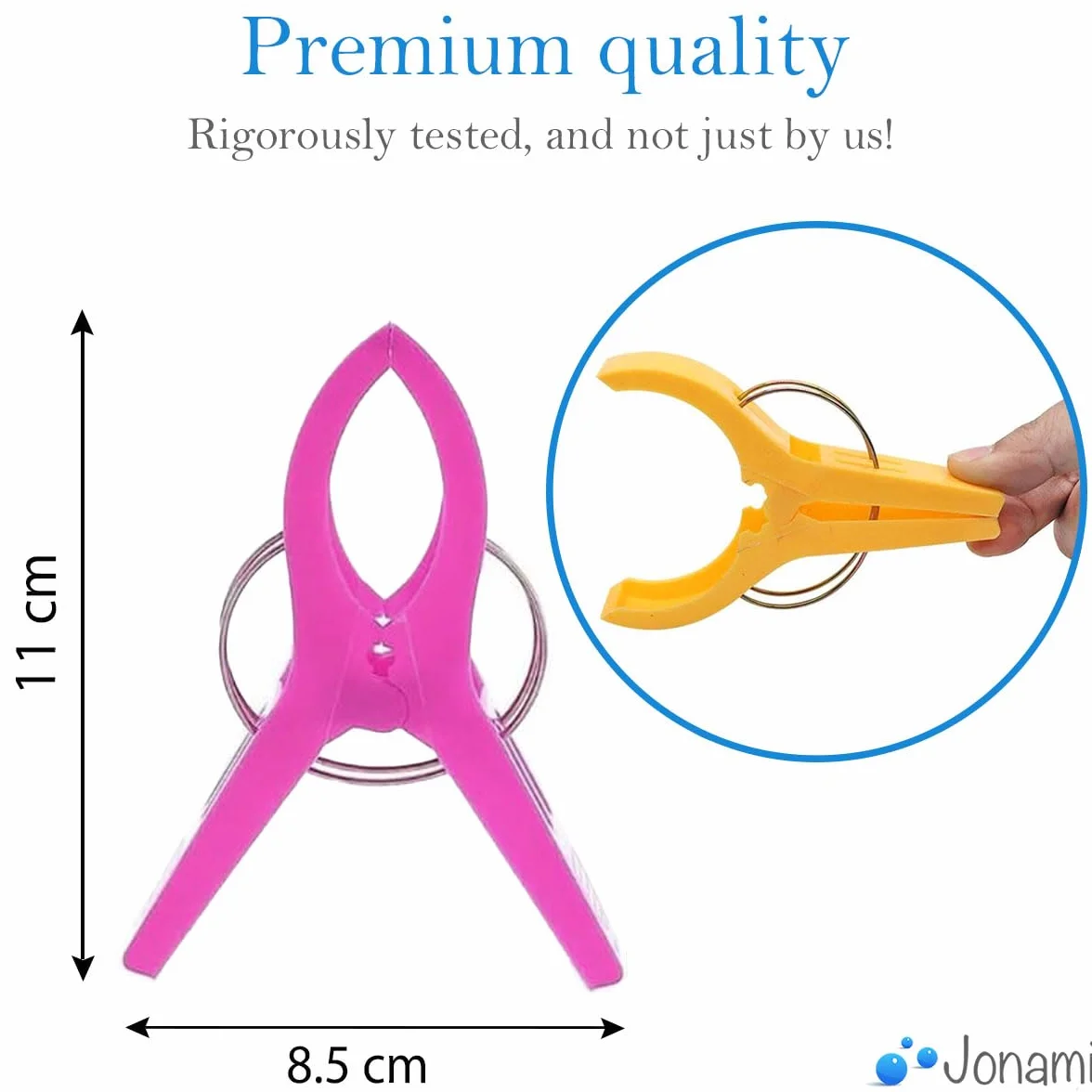 Pinces à Serviette de Plage XXL 8 pièces 4 Couleurs pour Chaises Longues et Transats