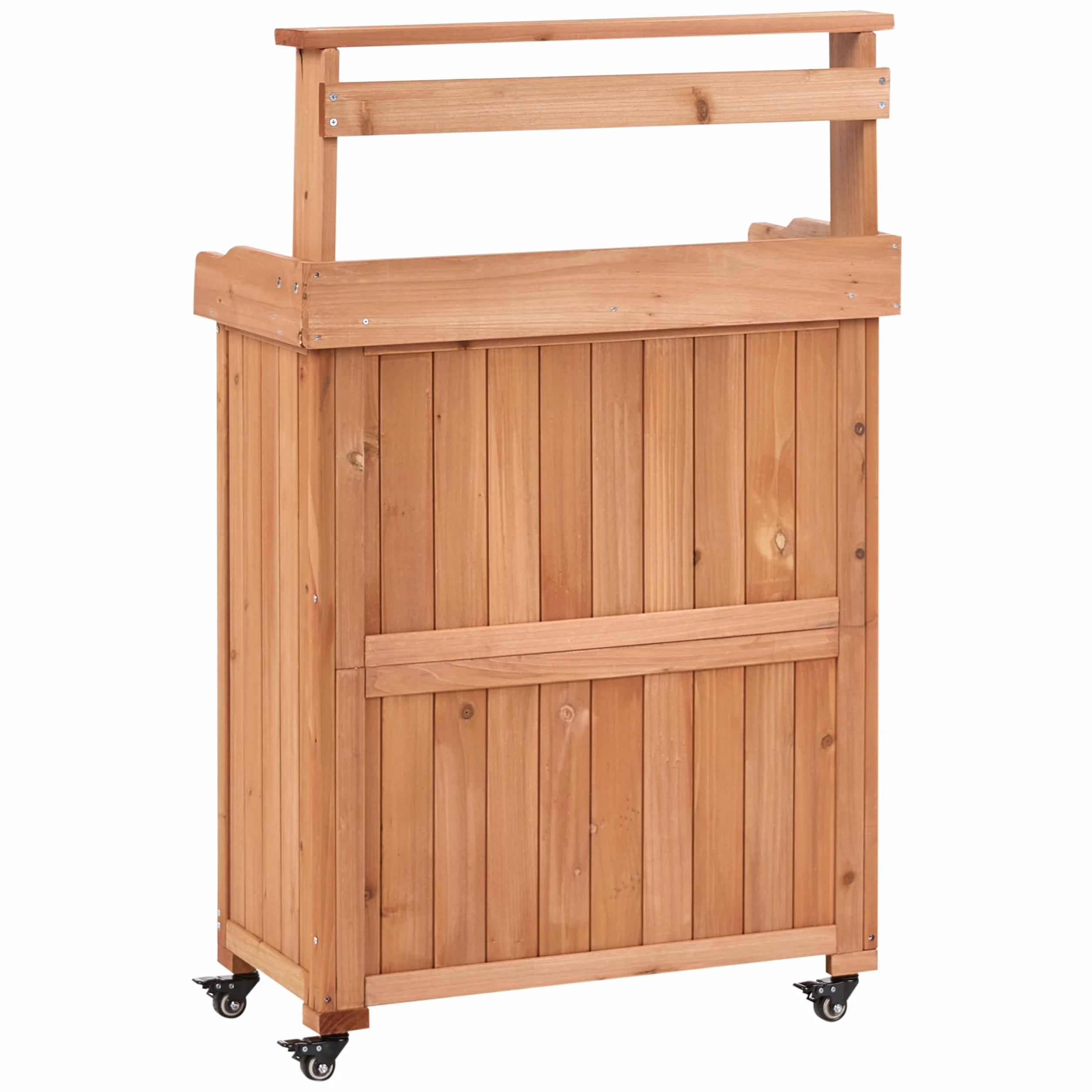 Altolia Table de Rempotage Bois de Sapin 74x40x119 cm Plan de Travail Fer Roulettes Marron Clair